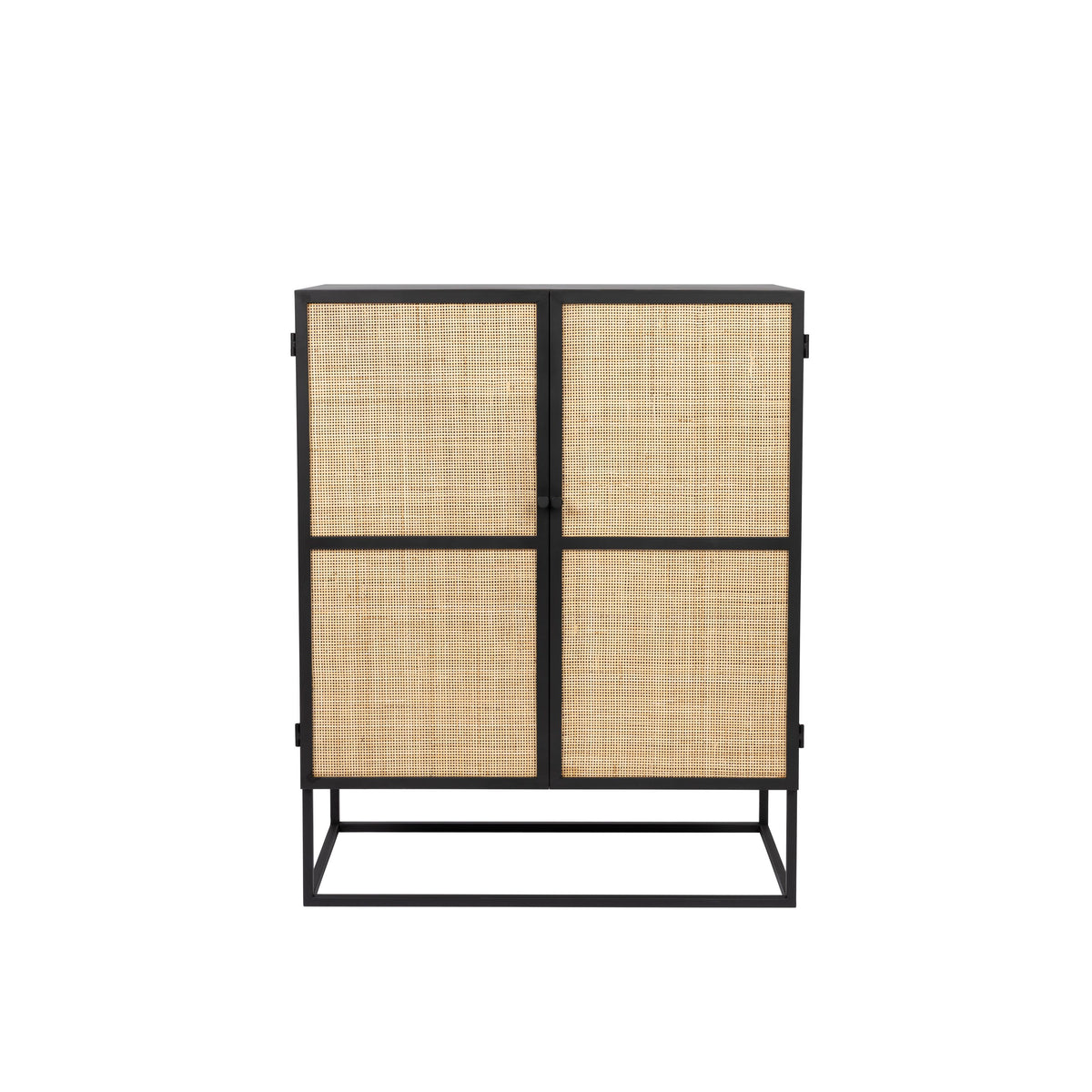 Housecraft Living Guuji Kast Laag 2 deurs Rotan/ Metaal - Zwart