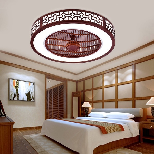 22In 6-Blade Low Profile Dimmable LED Ceiling Fan Red with Remote for Kitchen,Bedroom - 22.4inch