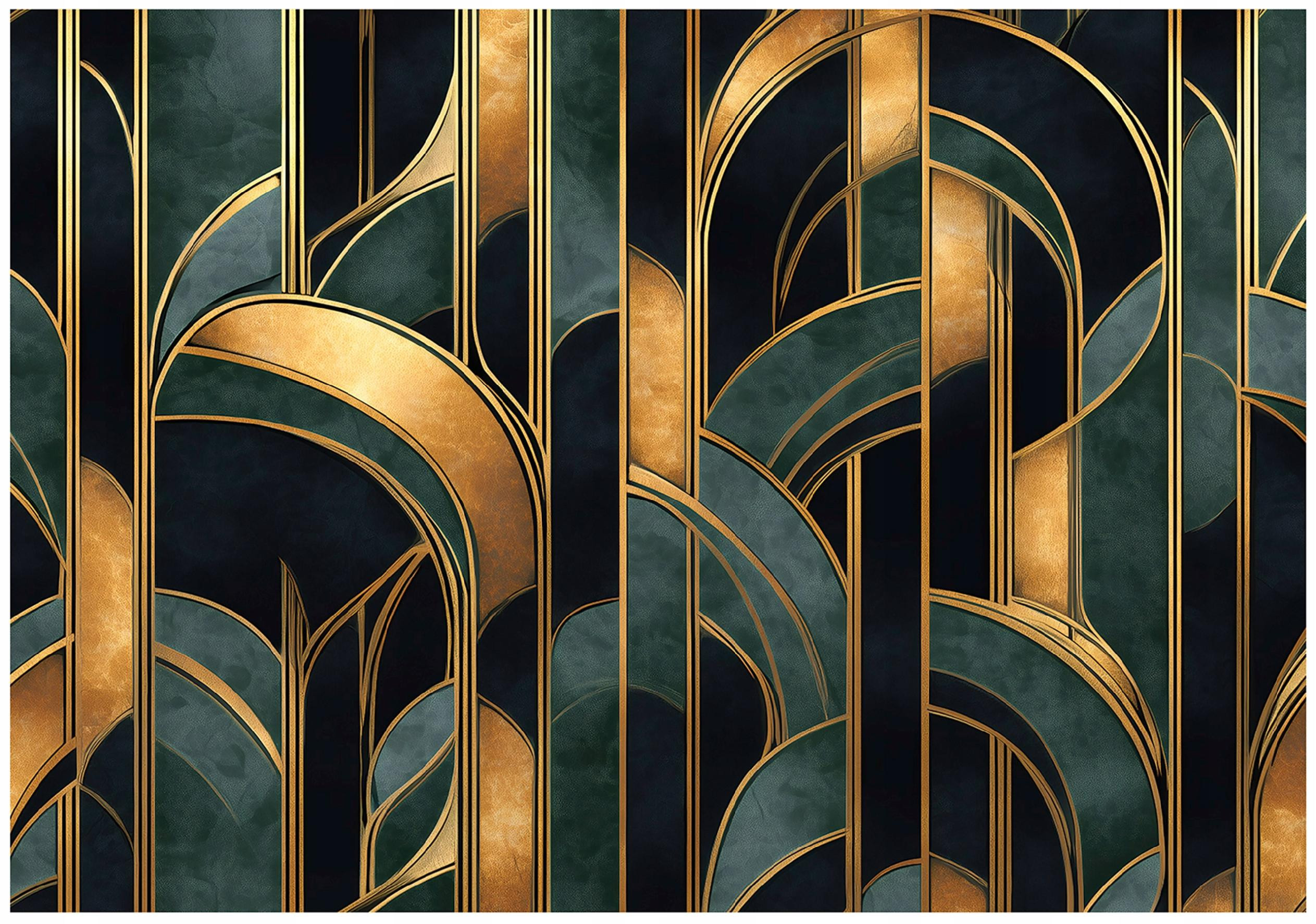 Fototapeta Art Deco Zielony Na Flizelinie Do Sypialni Salonu 250x175