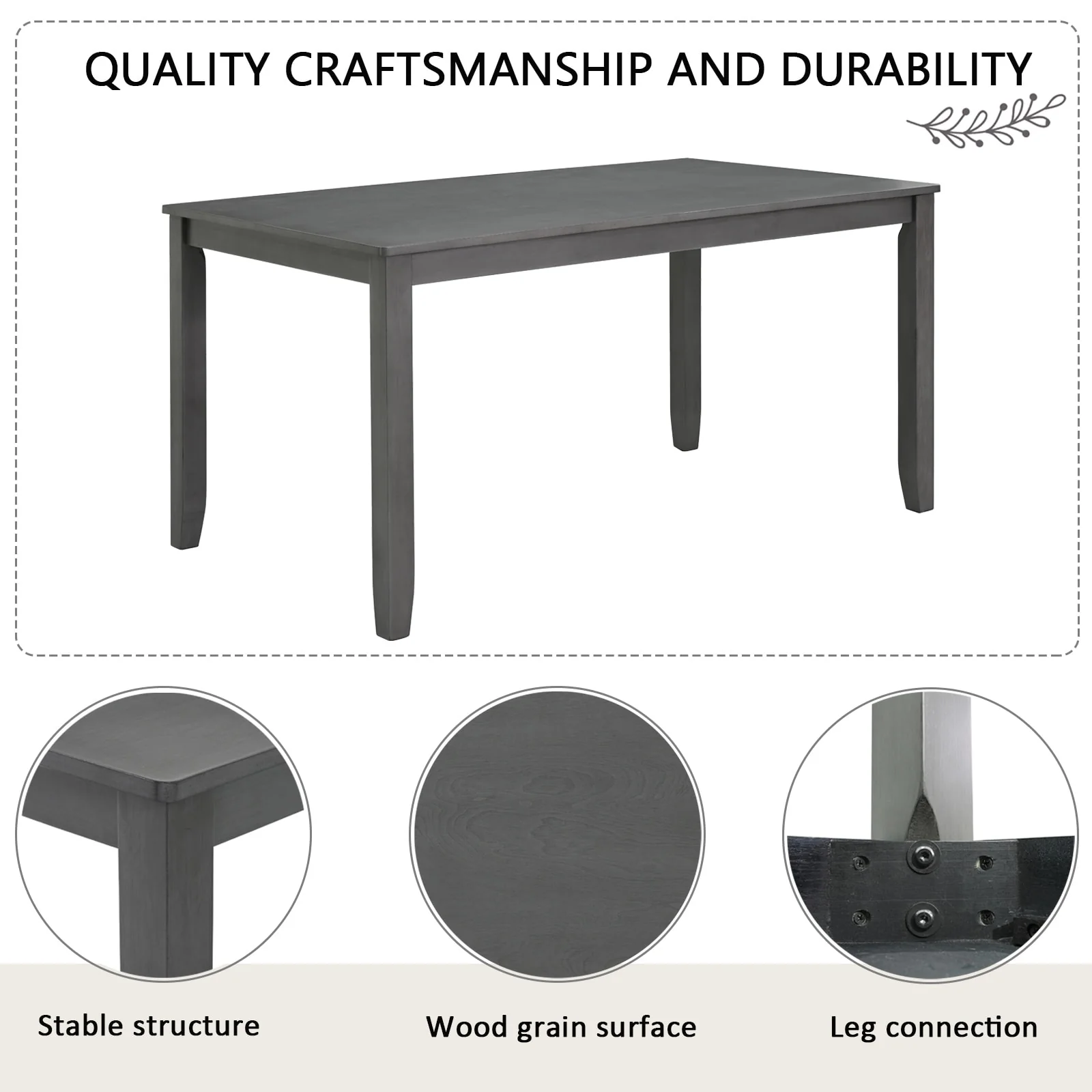 6-Piece Dining Table Set with Bench and Chairs, Wooden Dining Table Set for 6, Modern 6 Person Dining Table Set