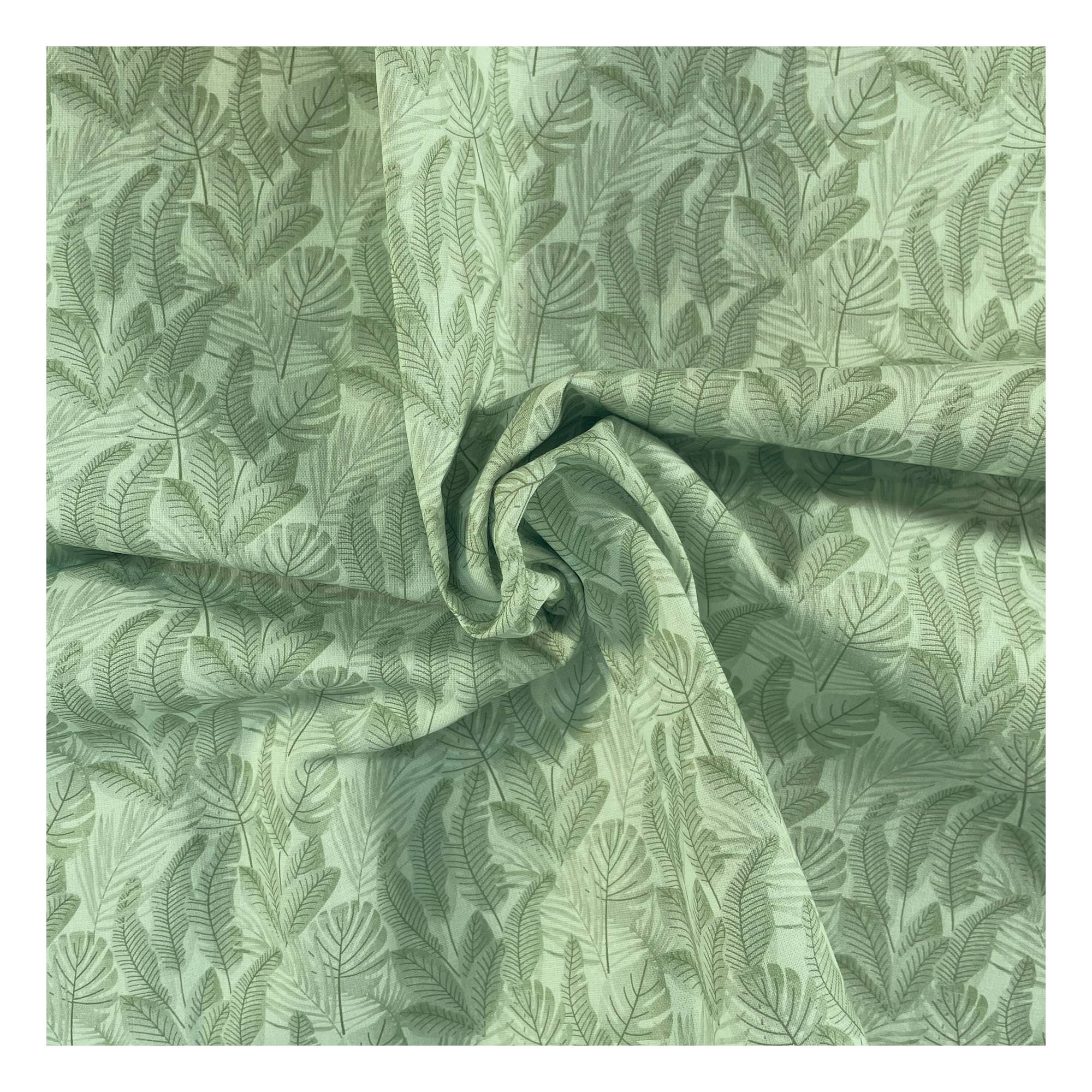 Sage Green Paradise Leaves Cotton Fabric by the Metre