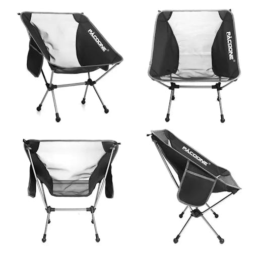 NNEOBA Folding Aluminum Camping Chair Portable High-Load Outdoor Seat Black