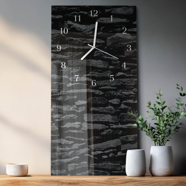 Zegar nowoczesny 30x60 Mur Kamienny szklany ścienny