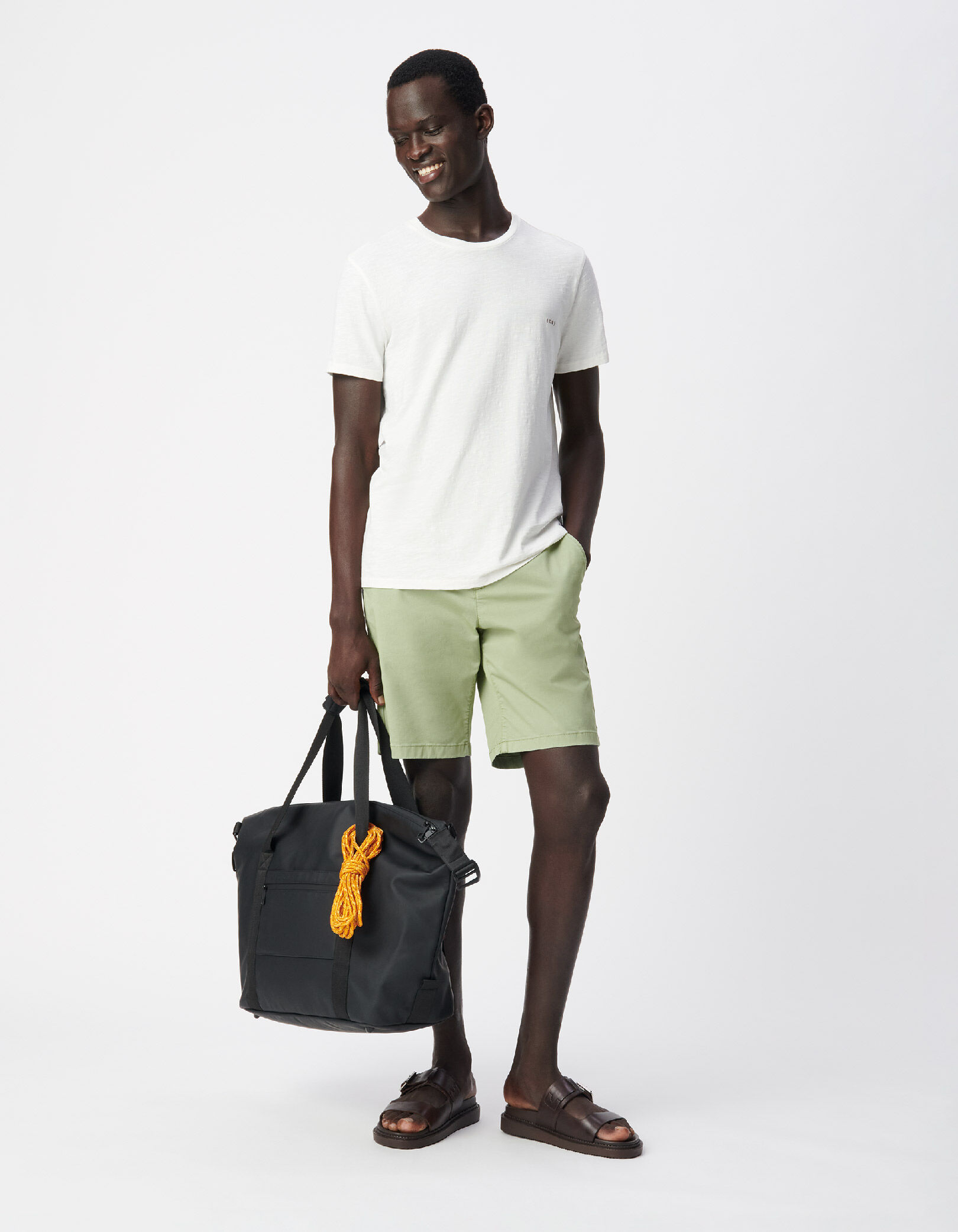 T-shirt marine flammé broderies devant dos Homme