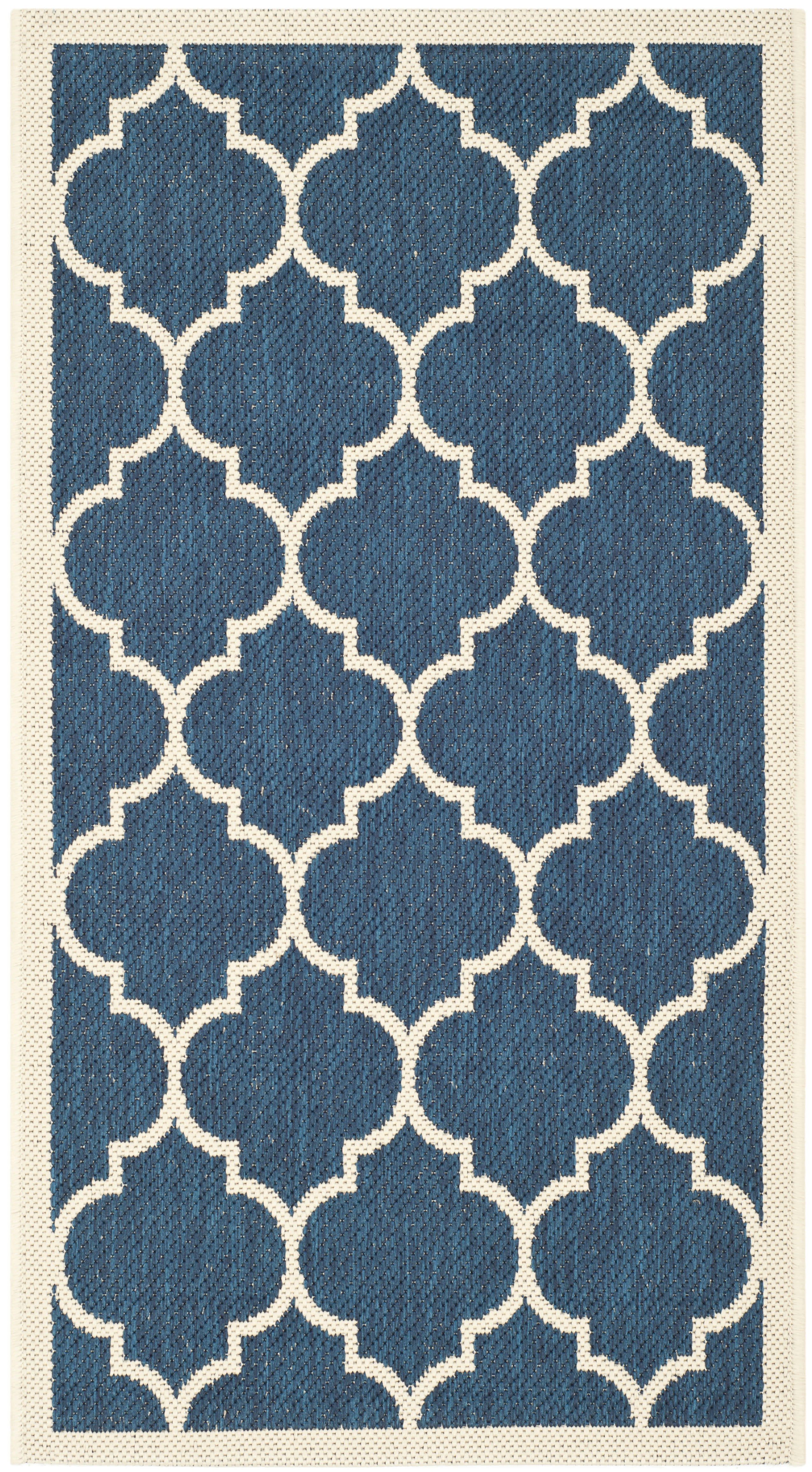 COURTYARD - Tapis interieur & exterieur en bleu marine & beige, 79 x 152 cm