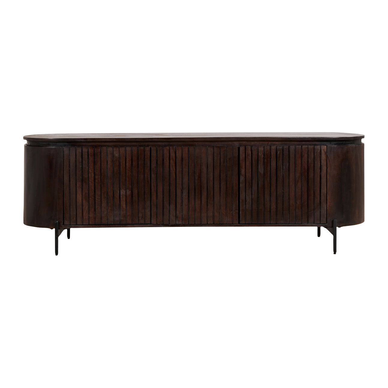 by fonQ Grand Tv-Meubel Donkerbruin Mangohout - B 210 cm