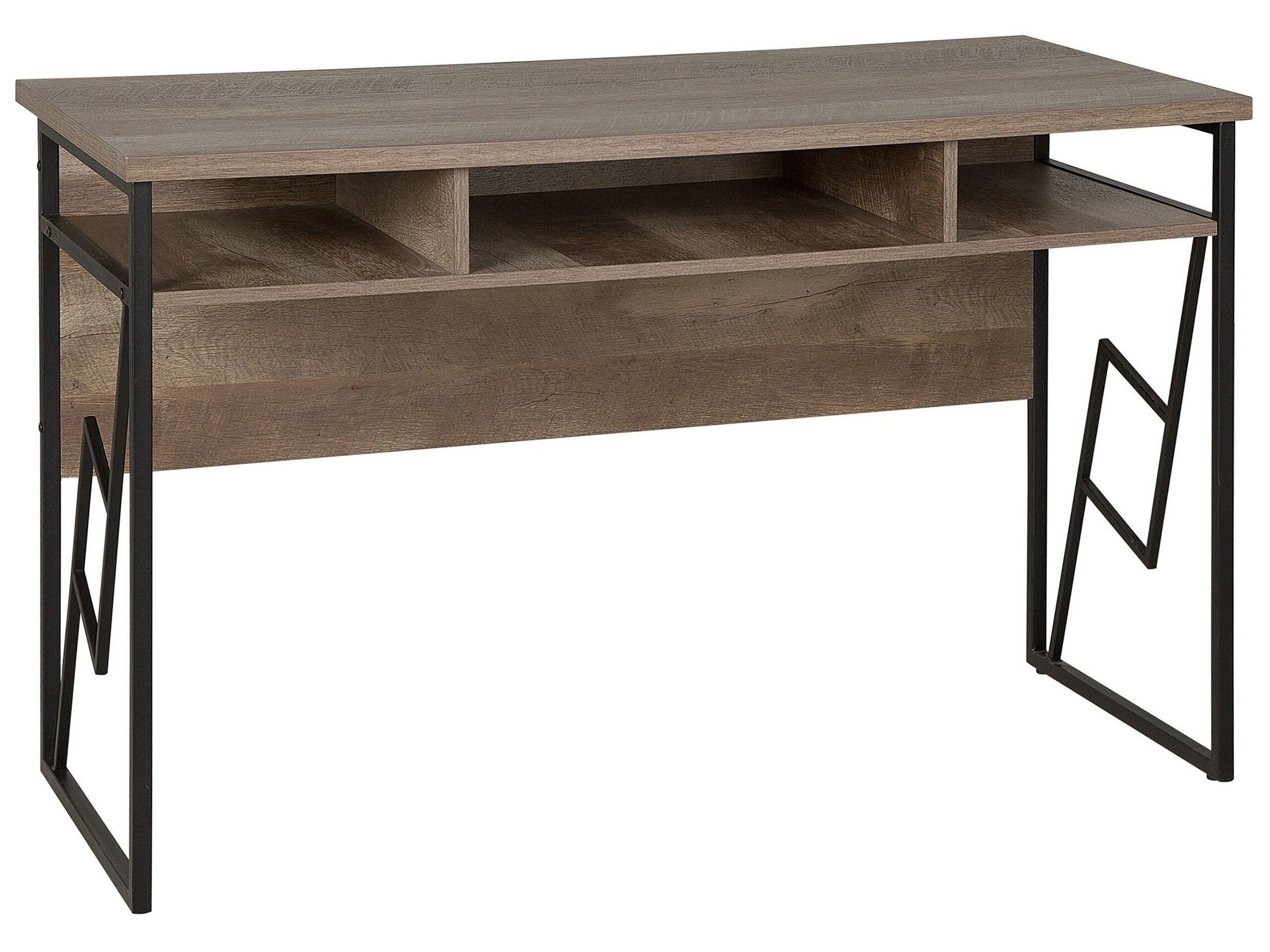 Biurko 120x60 ciemne drewno industrialne