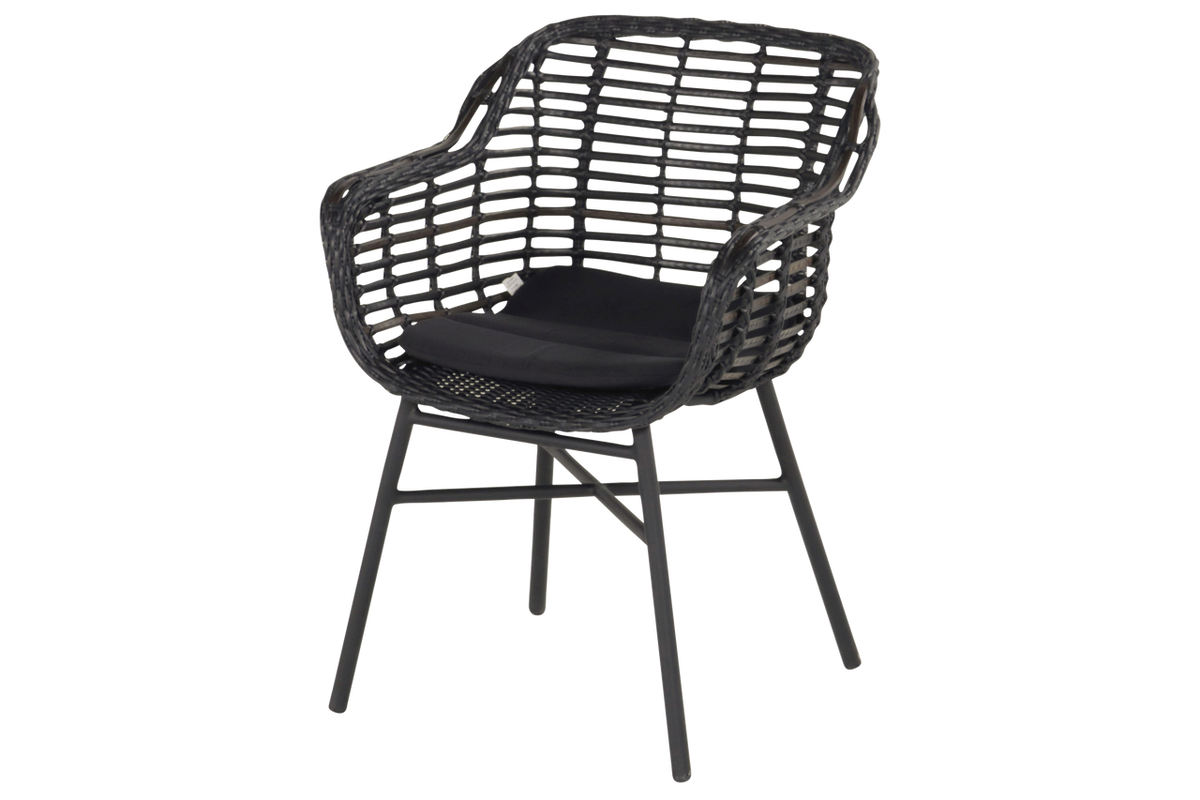Hartman Tuinstoel Cecilia - Zwart Wicker - Zithoogte 44cm