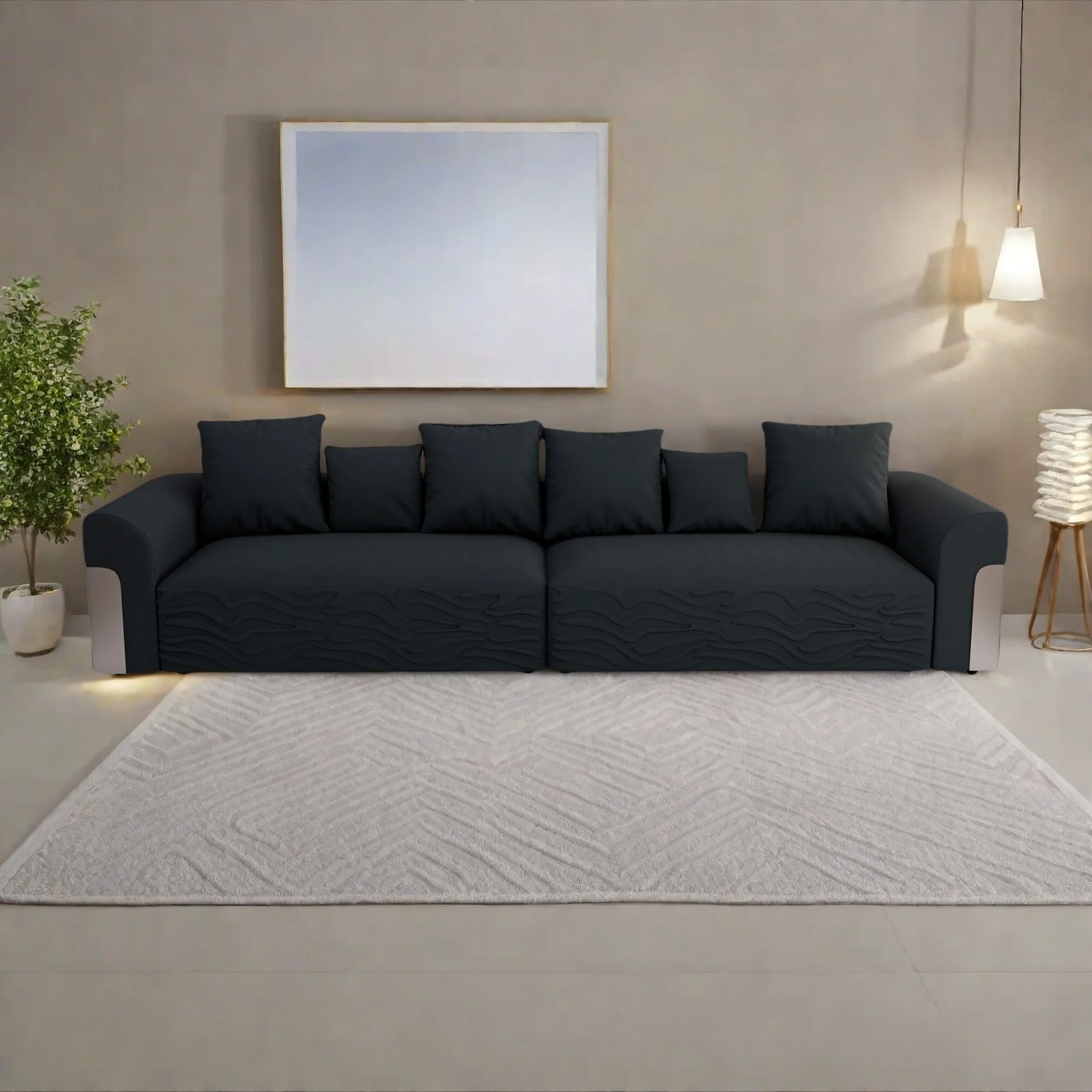 127.4Fabric 4-Seater Sofa with Deep Seat Sofa Comfy Cloud Couch with Pillows