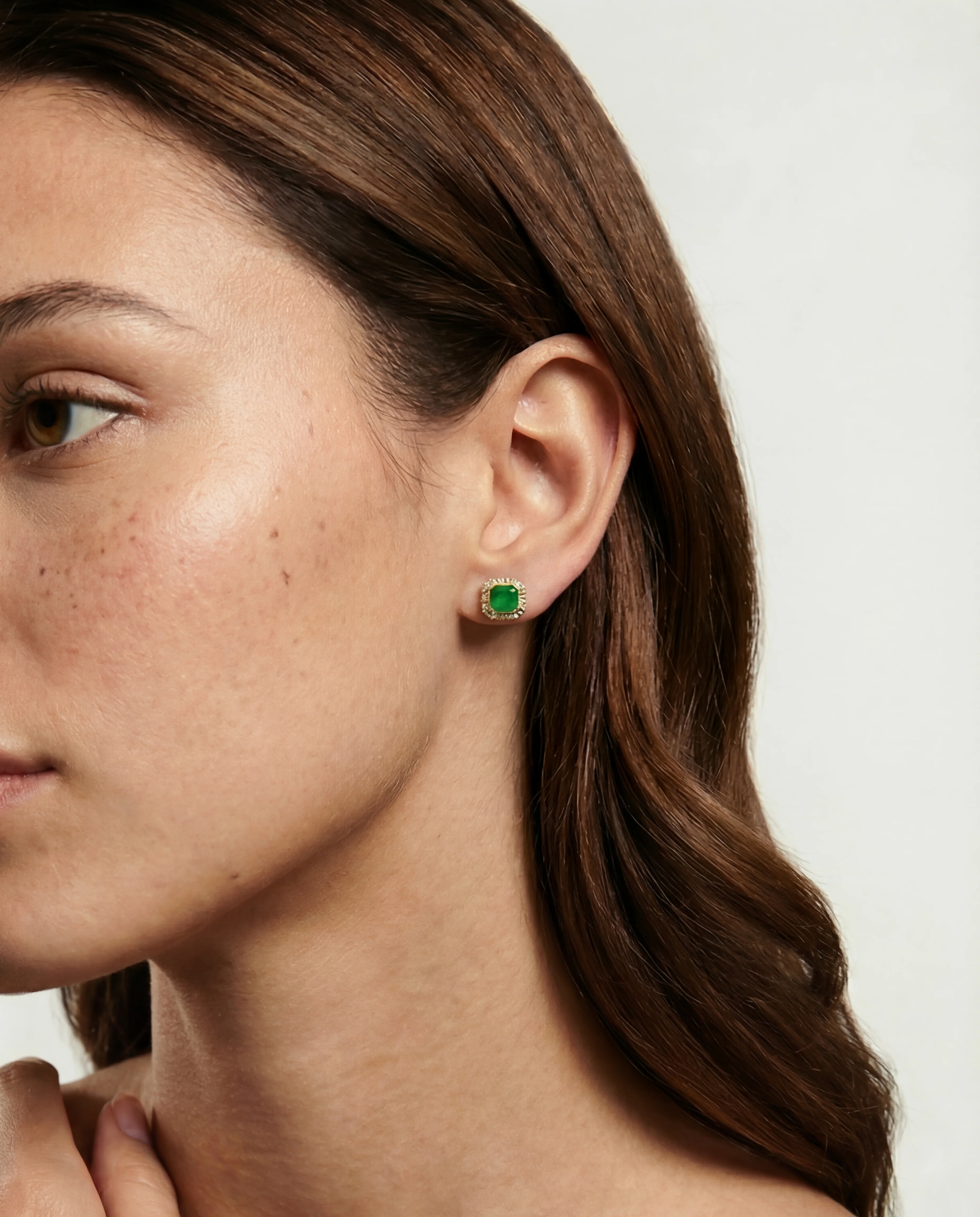 Park — Green Jade Square Stud Earrings