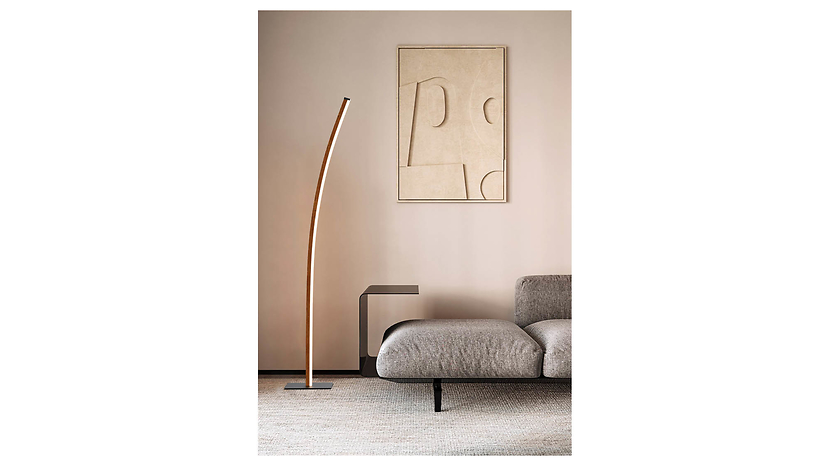 Lampa podłogowa Bologna LED drewniana czarna