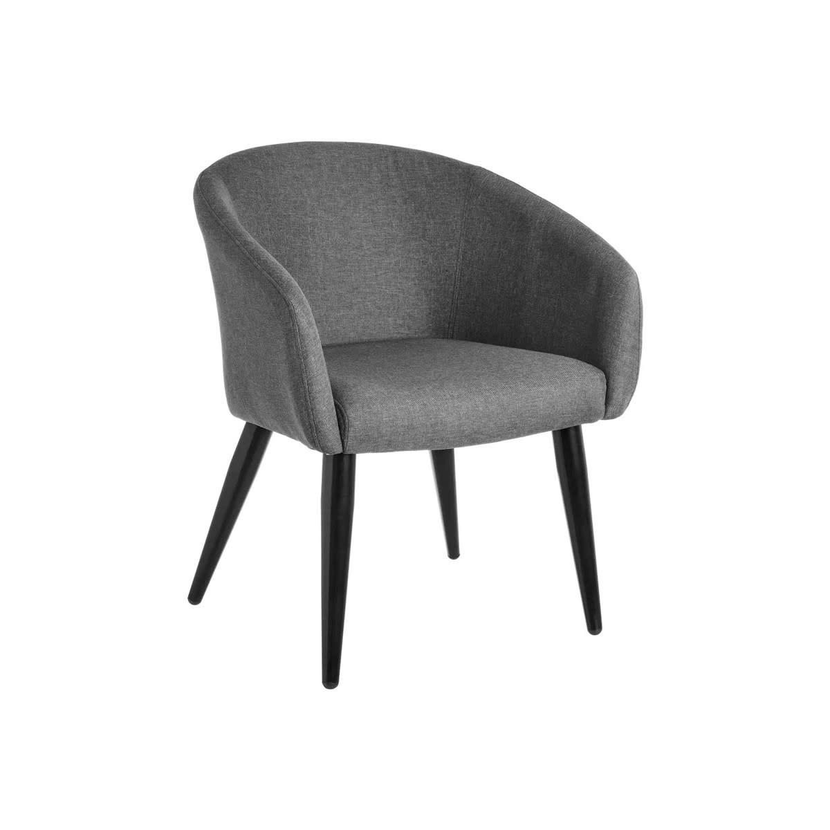 - Fauteuil gris foncé et pieds métal noir - 60x58x77cm