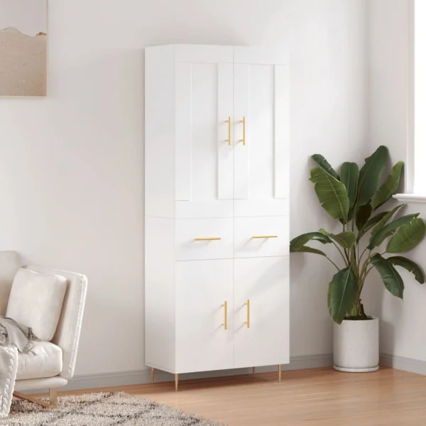 Szafka Witrynka Biała z Drzwiami 69.5x34x180 cm do Salonu Pokoju