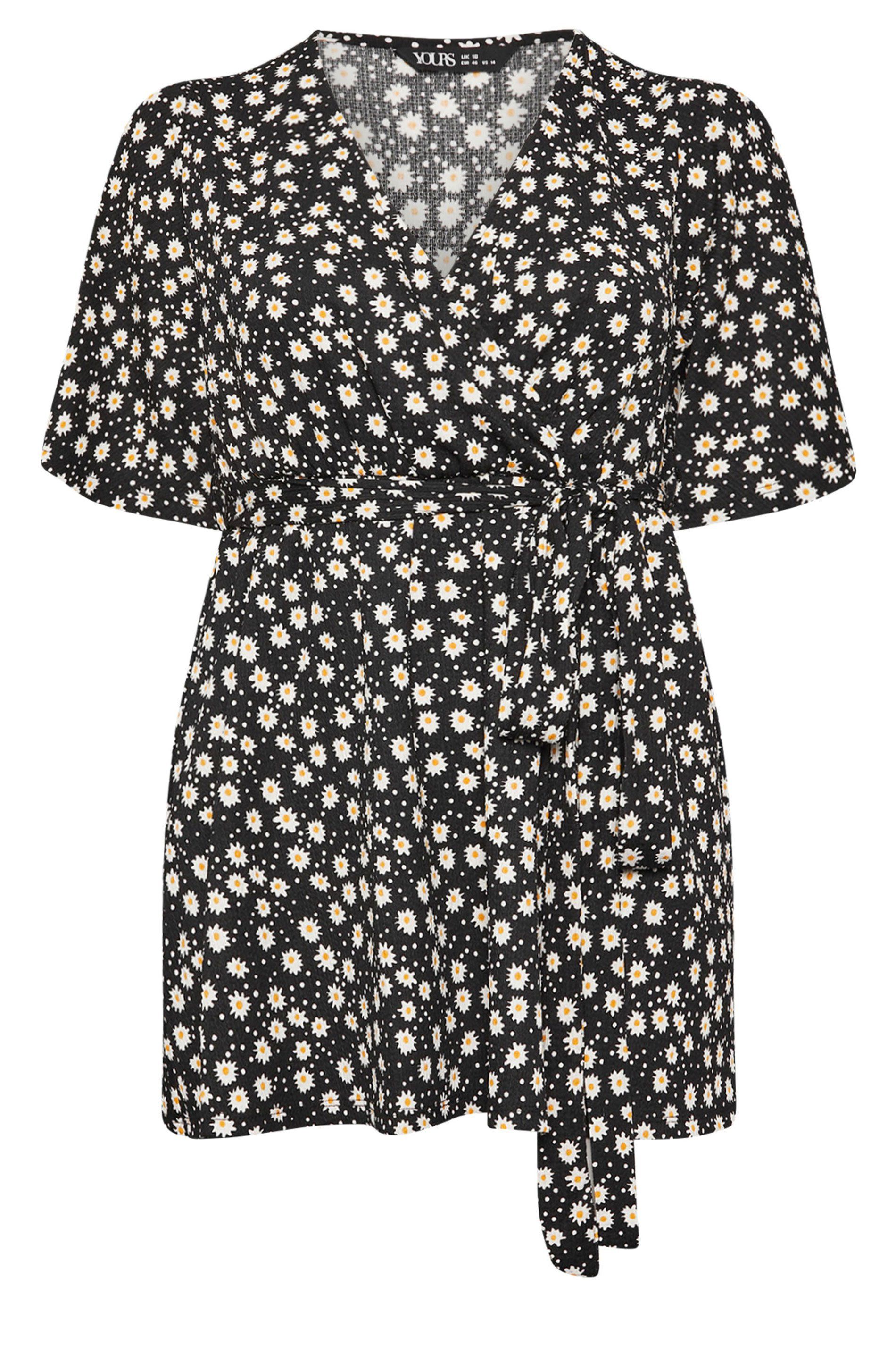 Yours Textured Floral Print Wrap Top
