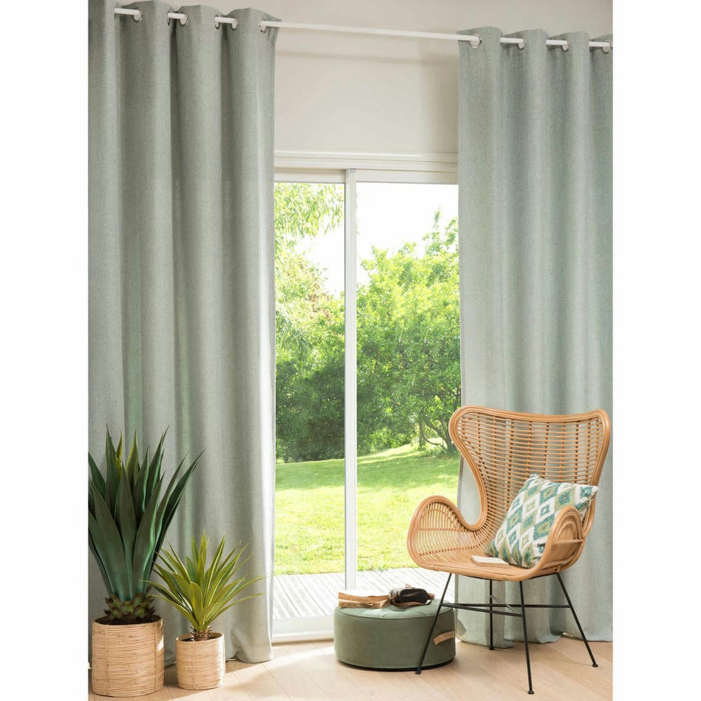 Shanna - Rideau à œillets vert de gris à l'unité 140x270