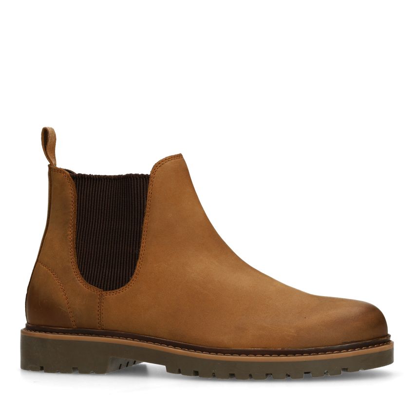 Manfield Cognac nubuck chelsea boots