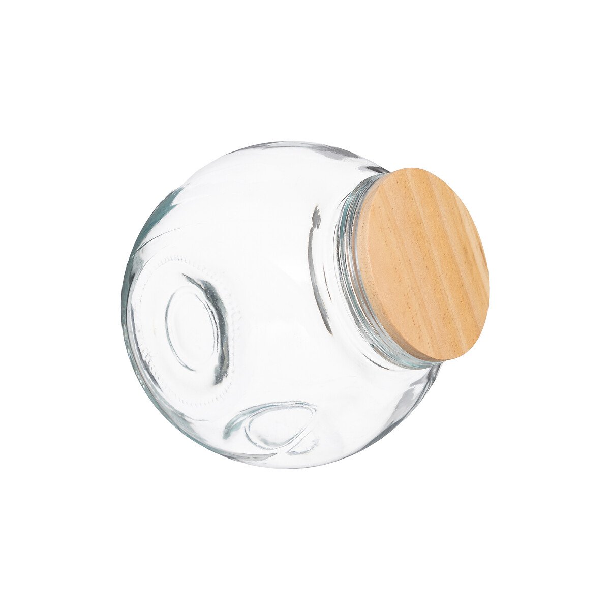 Frasco de vidro com tampa madeira 0,65l