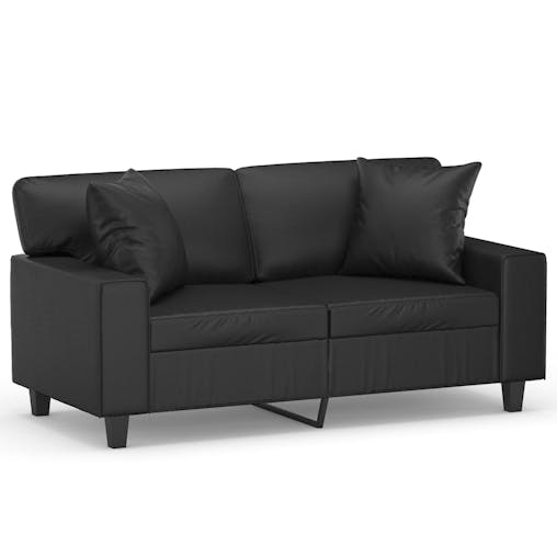 NNEVL 2-Seater Sofa with Throw Pillows Black 120 cm Faux Leather