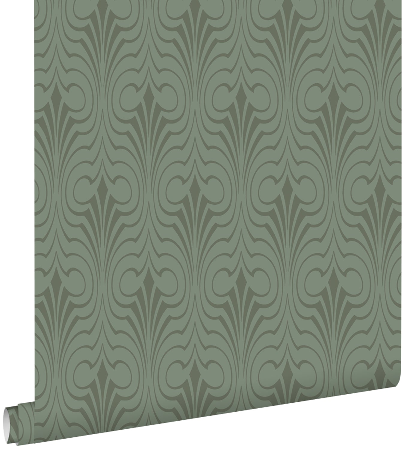 ESTAhome behang grafische vorm vergrijsd groen - 50 x 900 cm - 139636