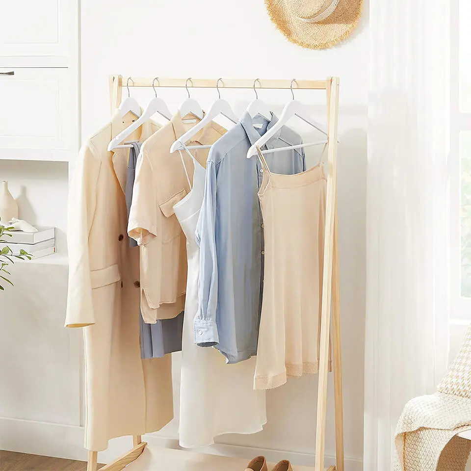 Set van 20 witte houten kledinghangers - Wit - 44,5x1,2x23 cm