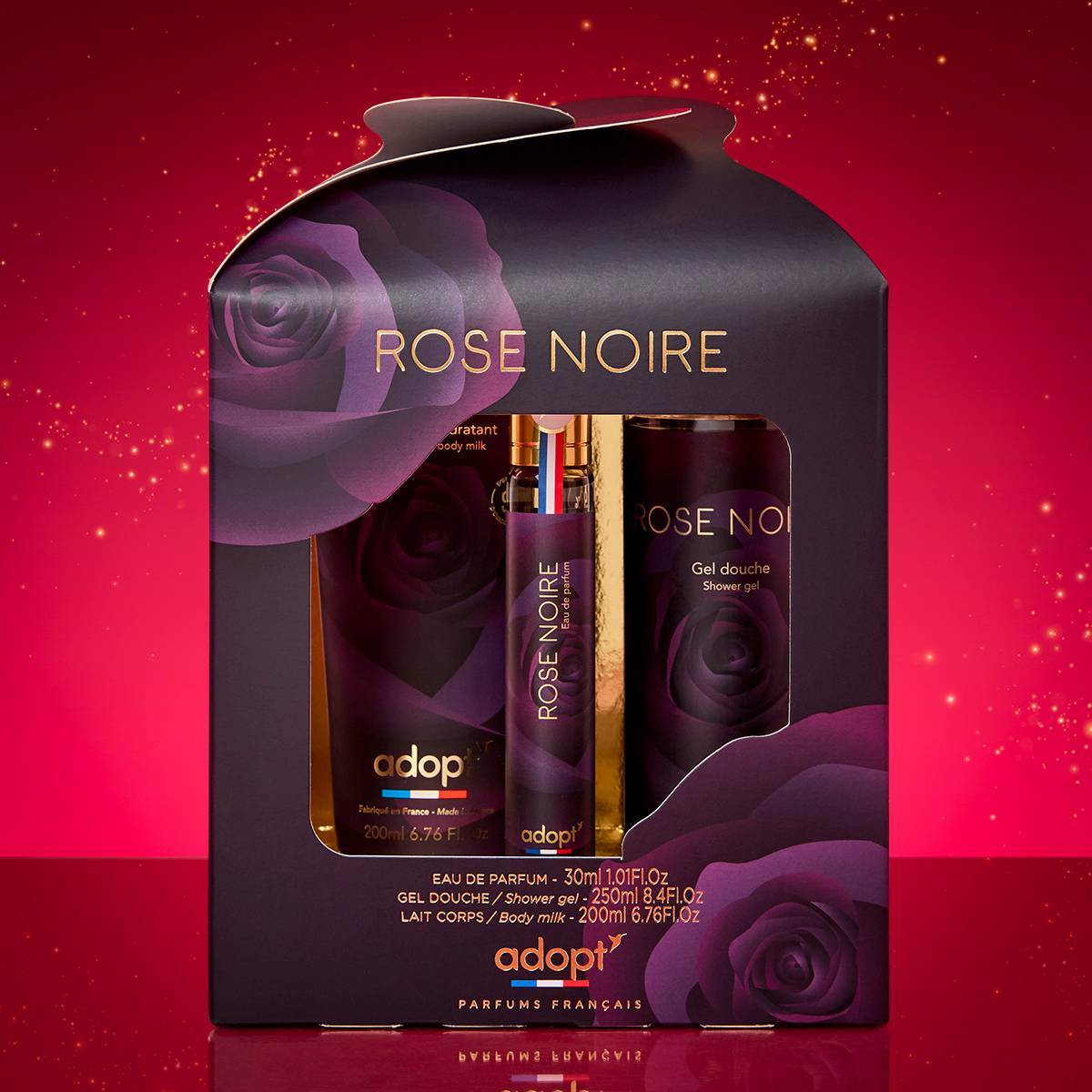 Rose NoireCoffret eau de parfum 30 ml   gel douche 250 ml   lait corps 200 ml