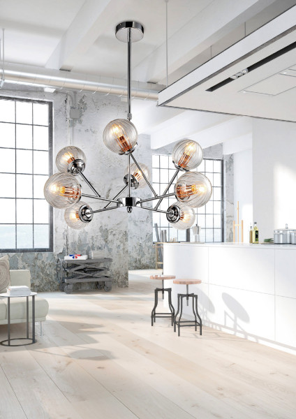 Żyrandol chromowany-przezroczysty Best 8xE14x40W wym:70x75x75 Candellux