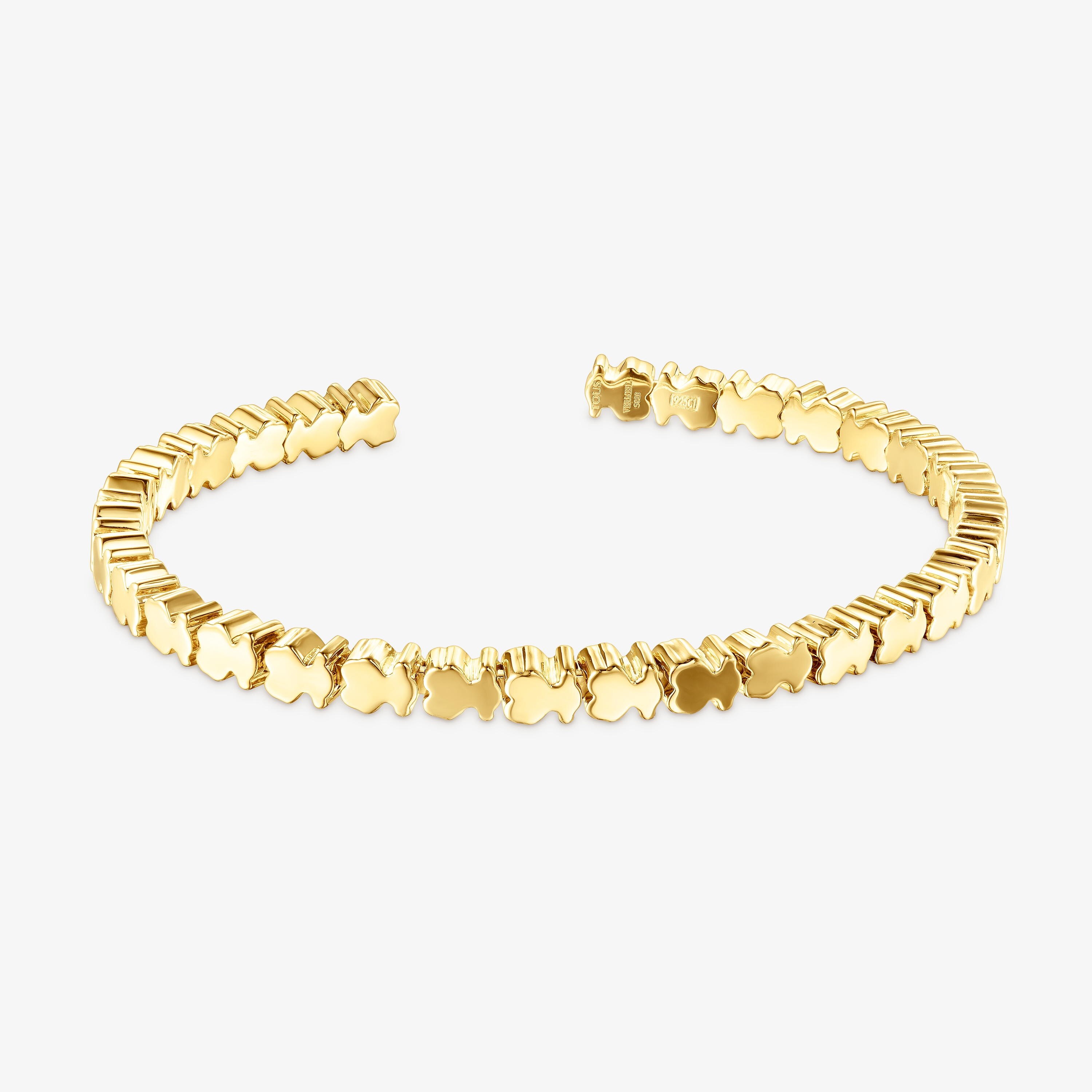 Pulsera osos con baño de oro 18 kt sobre plata Straight