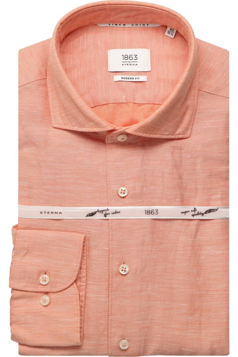 ETERNA 1863 Soft Tailoring Modern Fit Leinenhemd orange, Einfarbig