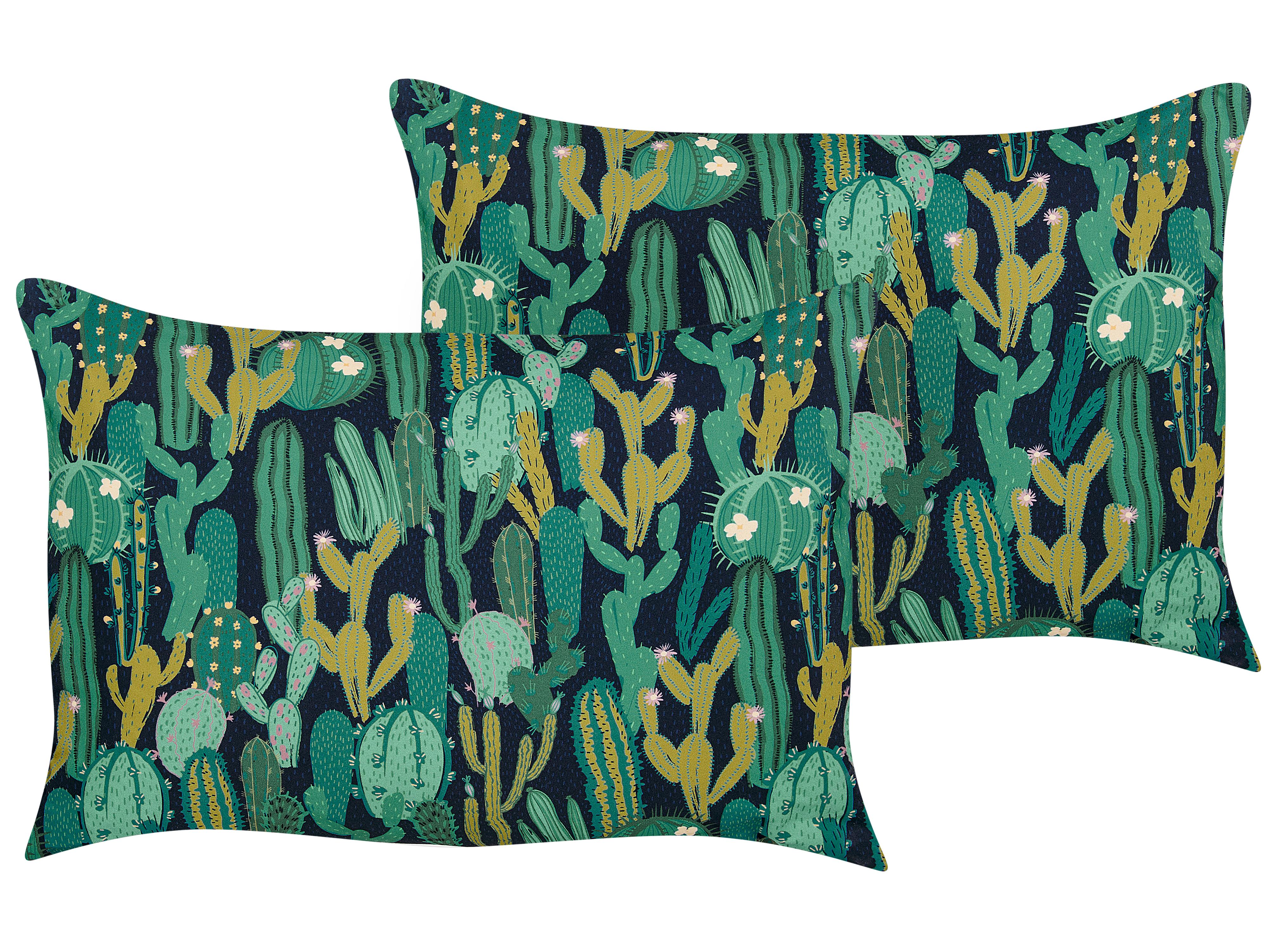 Set of 2 Outdoor Cushions BUSSANA Plant Pattern 40 x 60 cm Green
