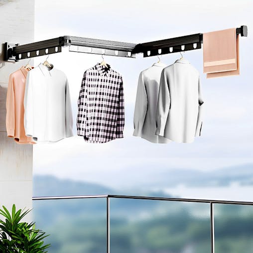 SOGA 127.5cm Suction-Mounted Retractable Clothing Drying Rack