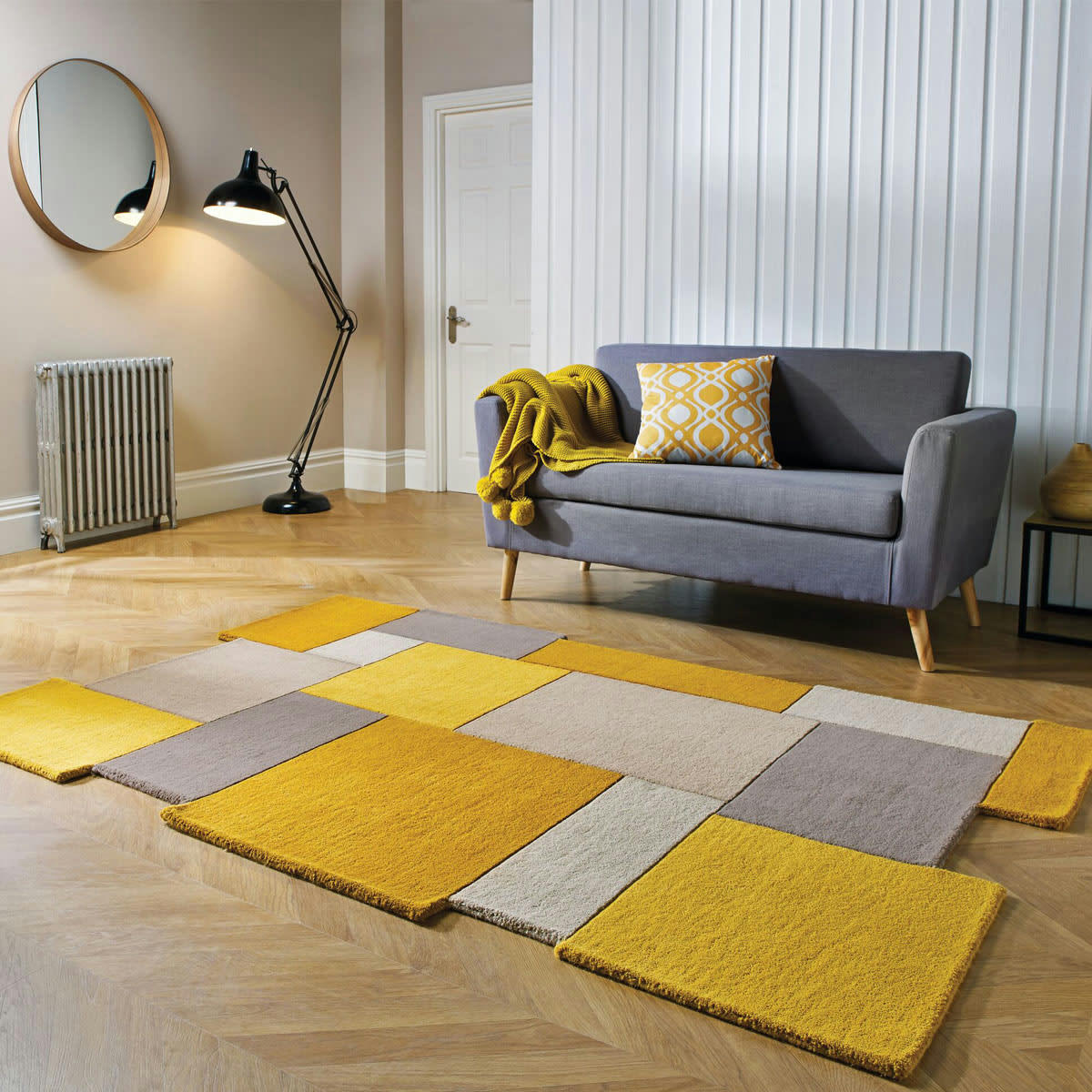 FR DESIGN - Tapis design en Laine Jaune moutarde 160x230 cm