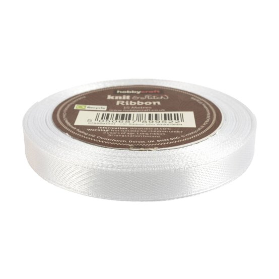 White Satin Ribbon 9mm x 15m