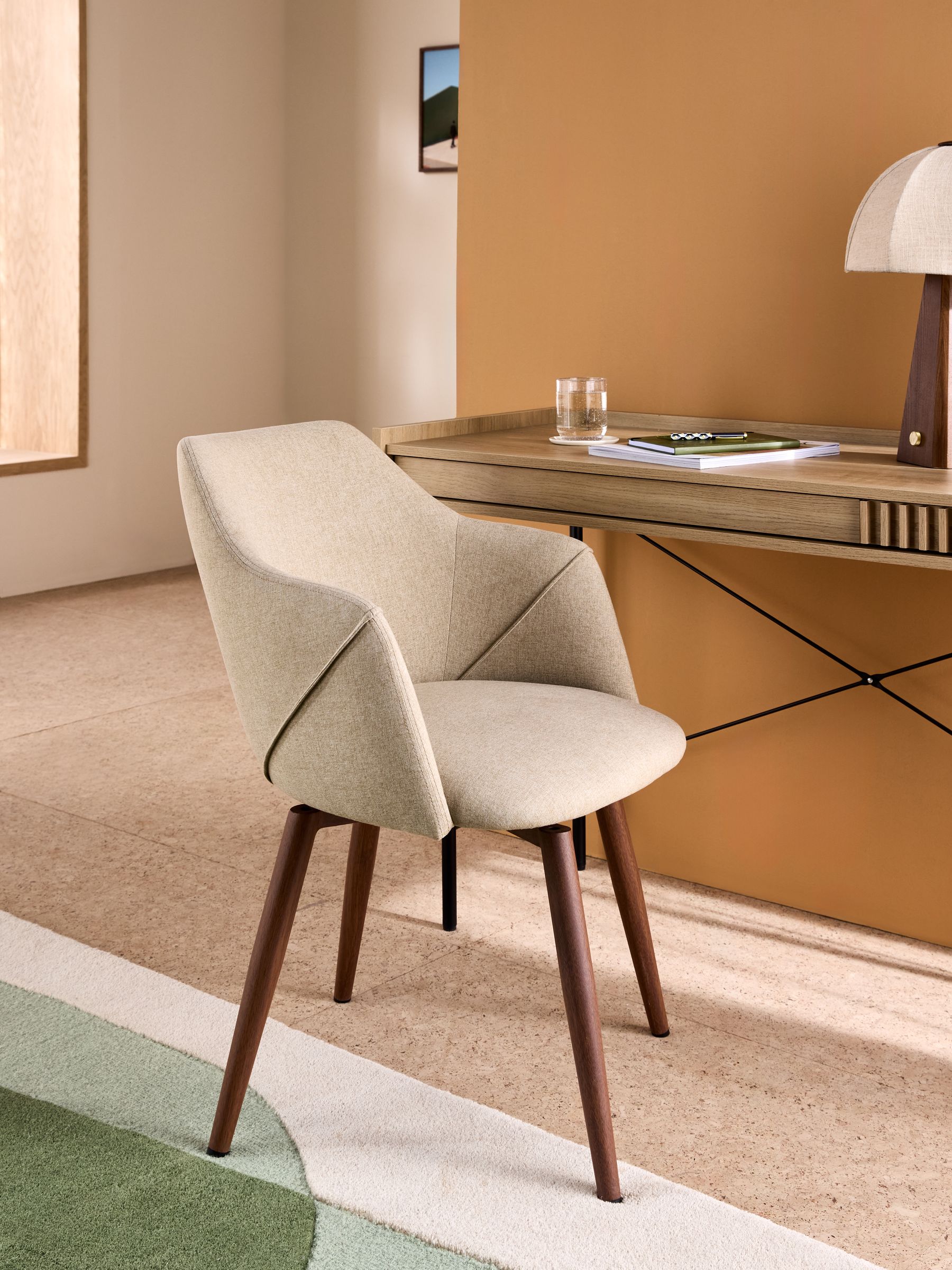 Lule Swivel Office Chair in Ecru Marl