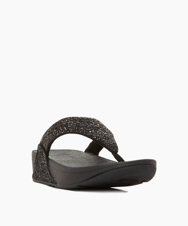Lulu Glitter Black - Glitter Toe Post Sandals