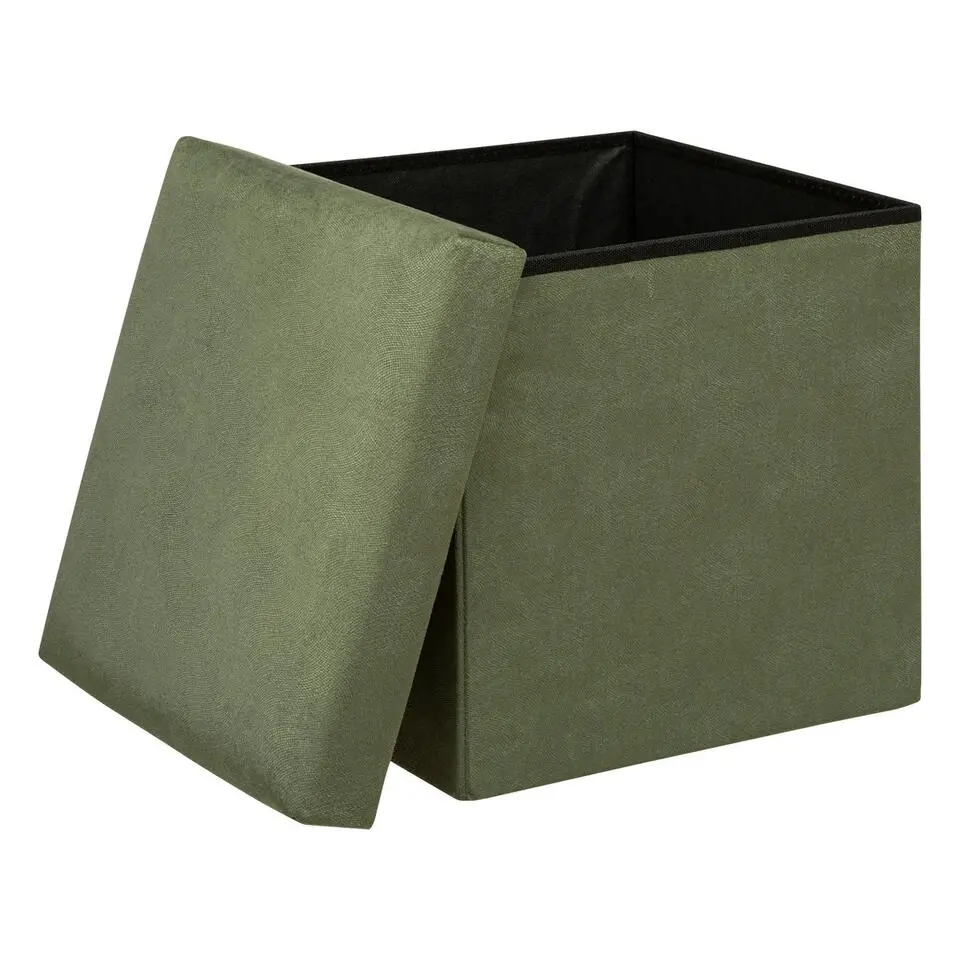 Atmosphera Storage Poef/hocker - Opvouwbaar - Dennengroen - 38x38 cm