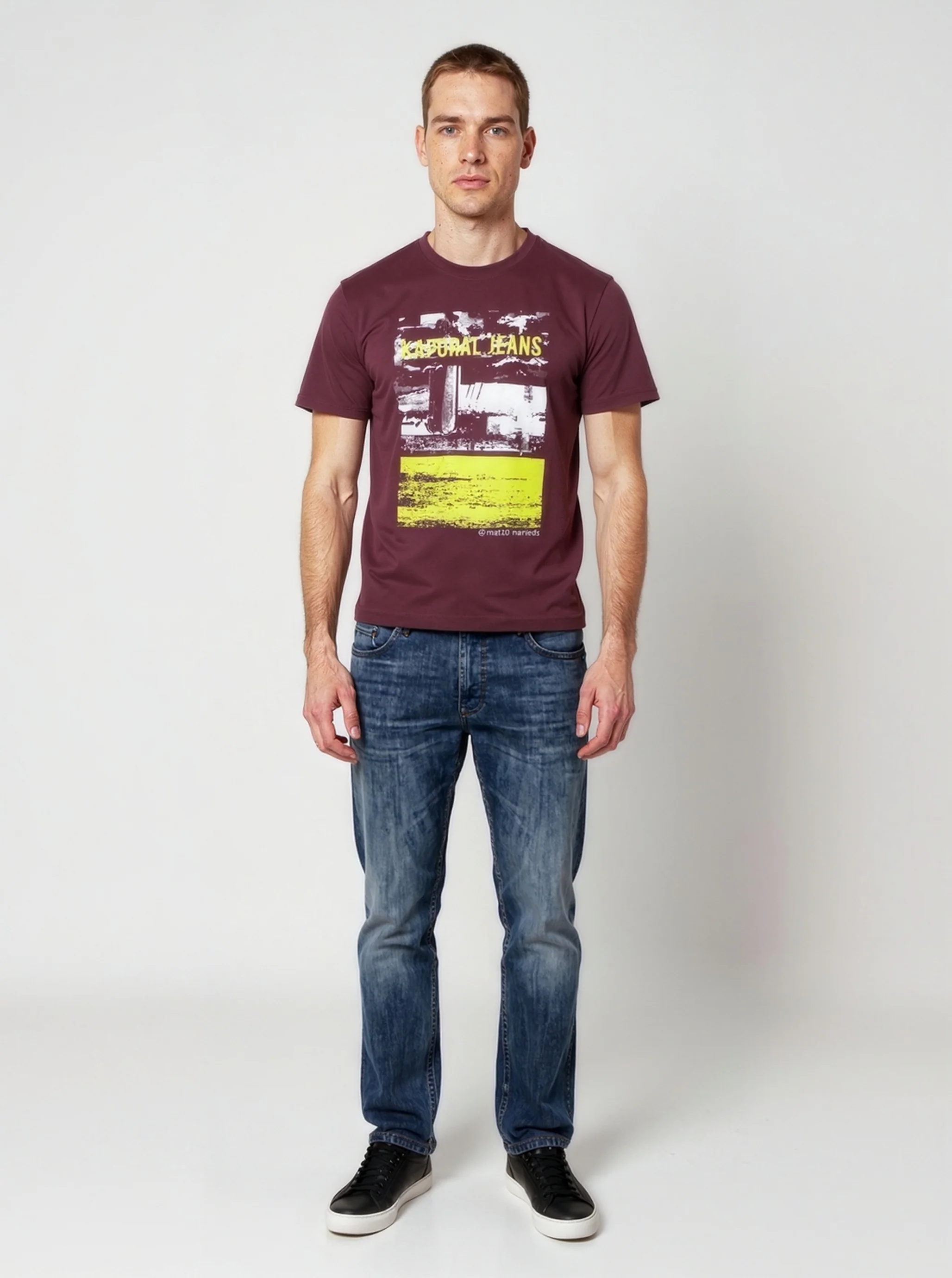 T-shirt manches courtes regular rouge bordeaux coton DOCK