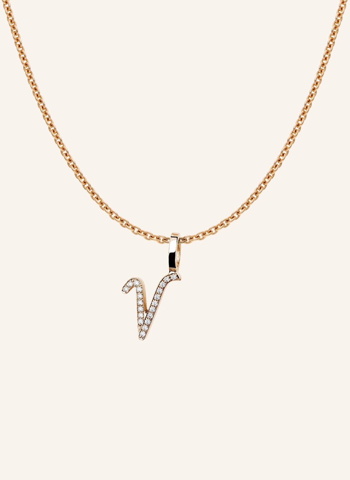 CADA Kette TINY DIAMOND LETTER V
