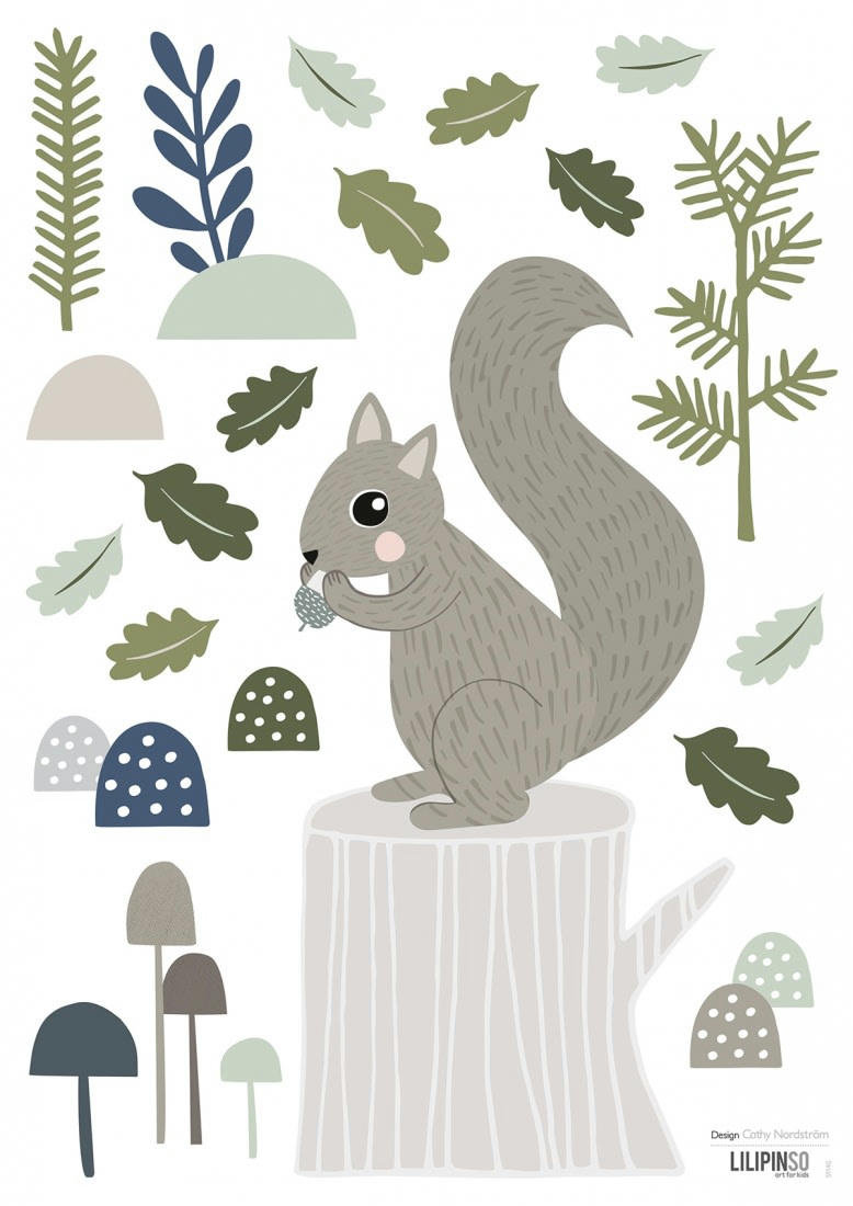 IN TO THE WOOD - Planche de Stickers Ecureuil