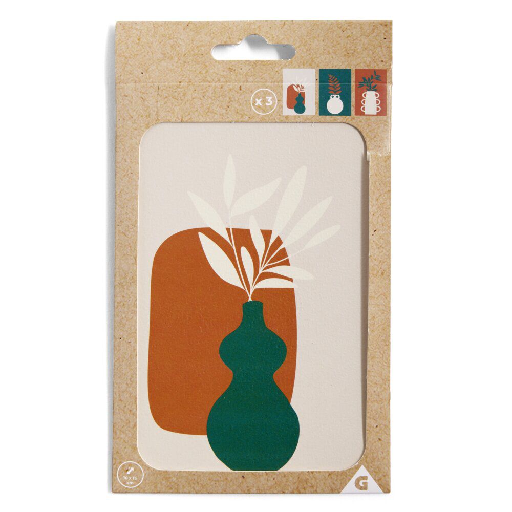 Lot de 3 affiches papier orange et vert 10x15cm