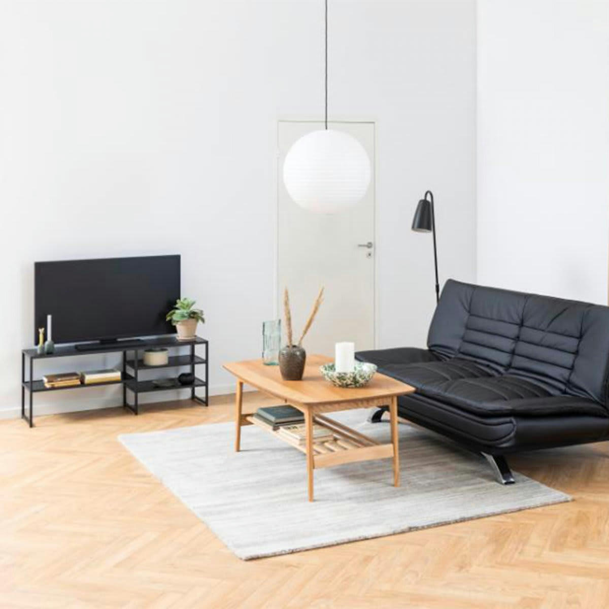 SEA - Meuble TV minimaliste en bois et métal noir noir