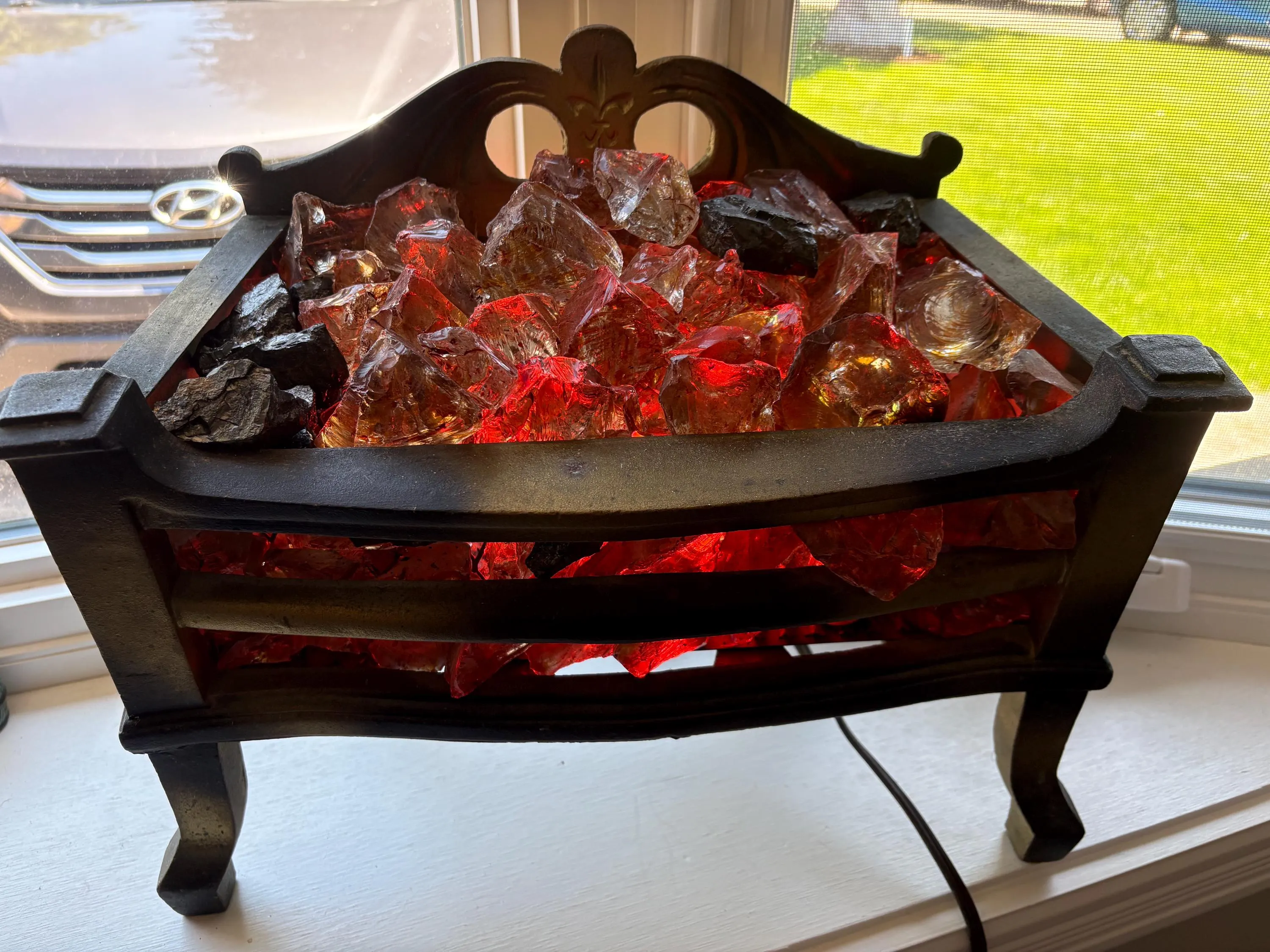 Vintage Magicoal Electric Fire With Glass Coals, Very Cool Glowing Coals, Cast Iron
