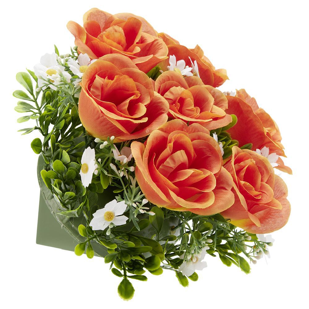 Boule de fleurs artificielles Rose orange - 7 têtes