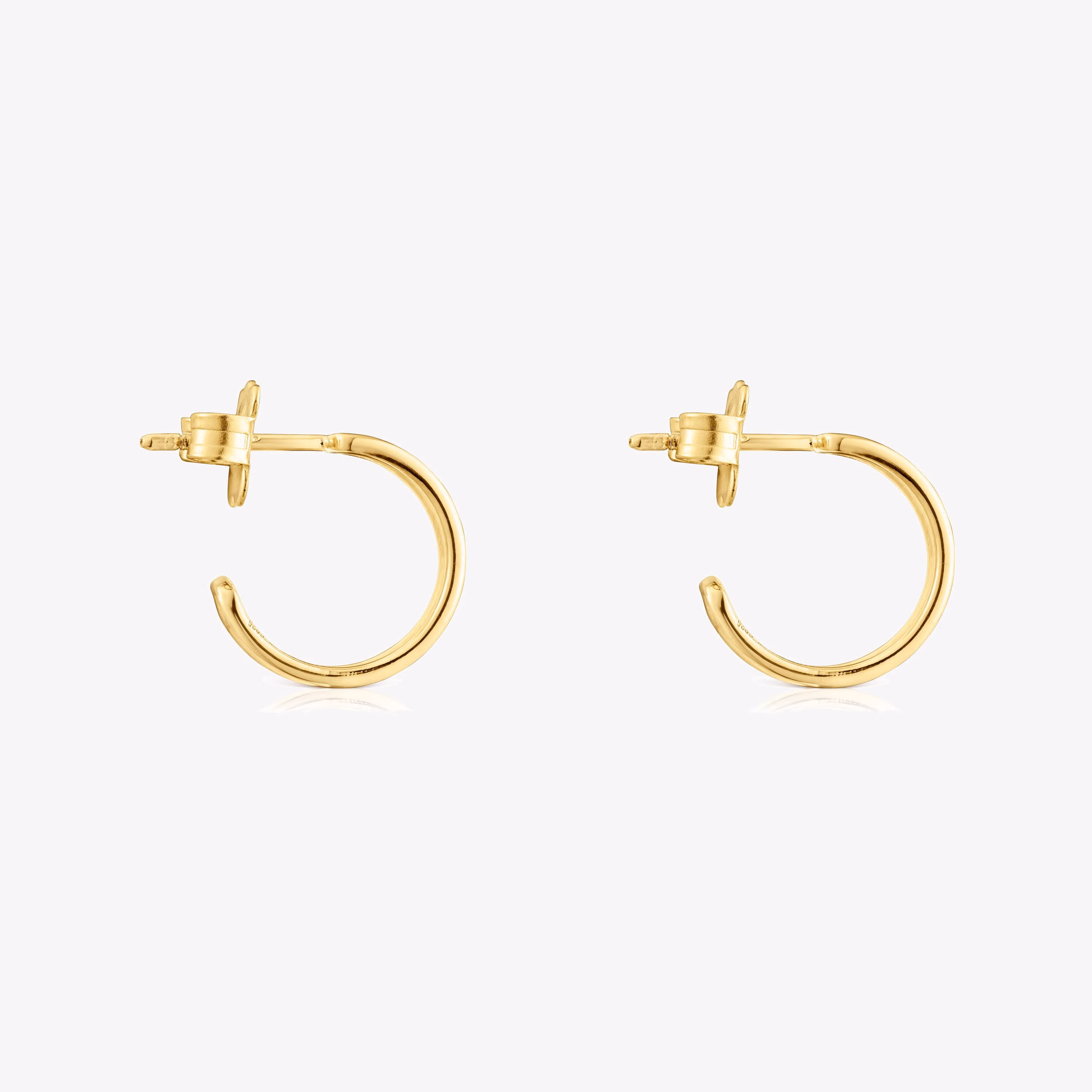 Pendientes aro con baño de oro 18 kt sobre plata pequeños con silueta TOUS Bear Row