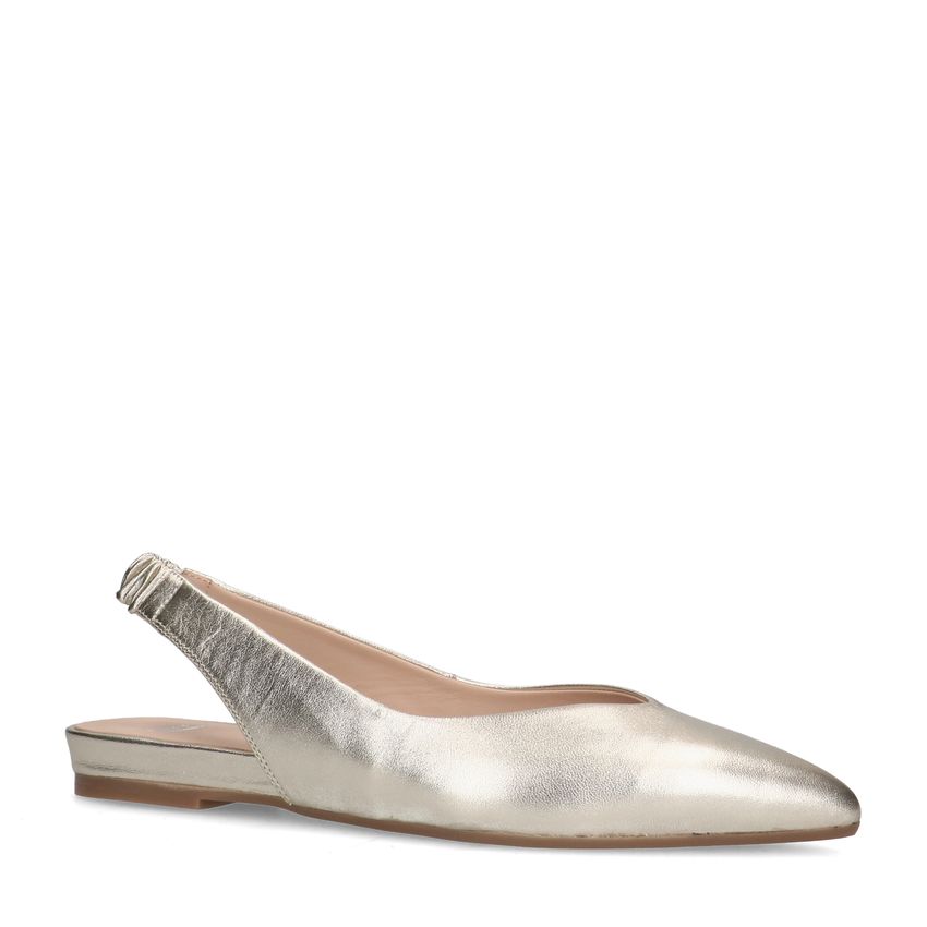 Manfield Gouden leren slingback ballerina's