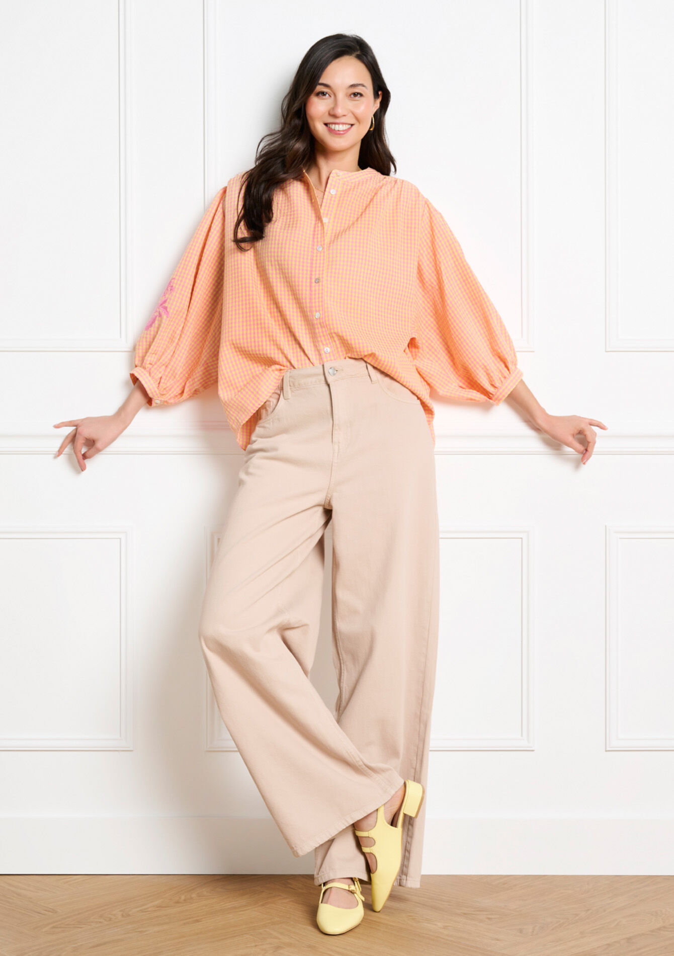 Hoge taille wide-leg broek