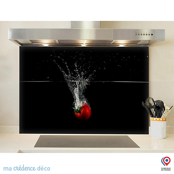 Crédence cuisine fond de hotte Bain de tomate - Verre trempé - L 70 cm x H 60 cm - MaCrédenceDéco
