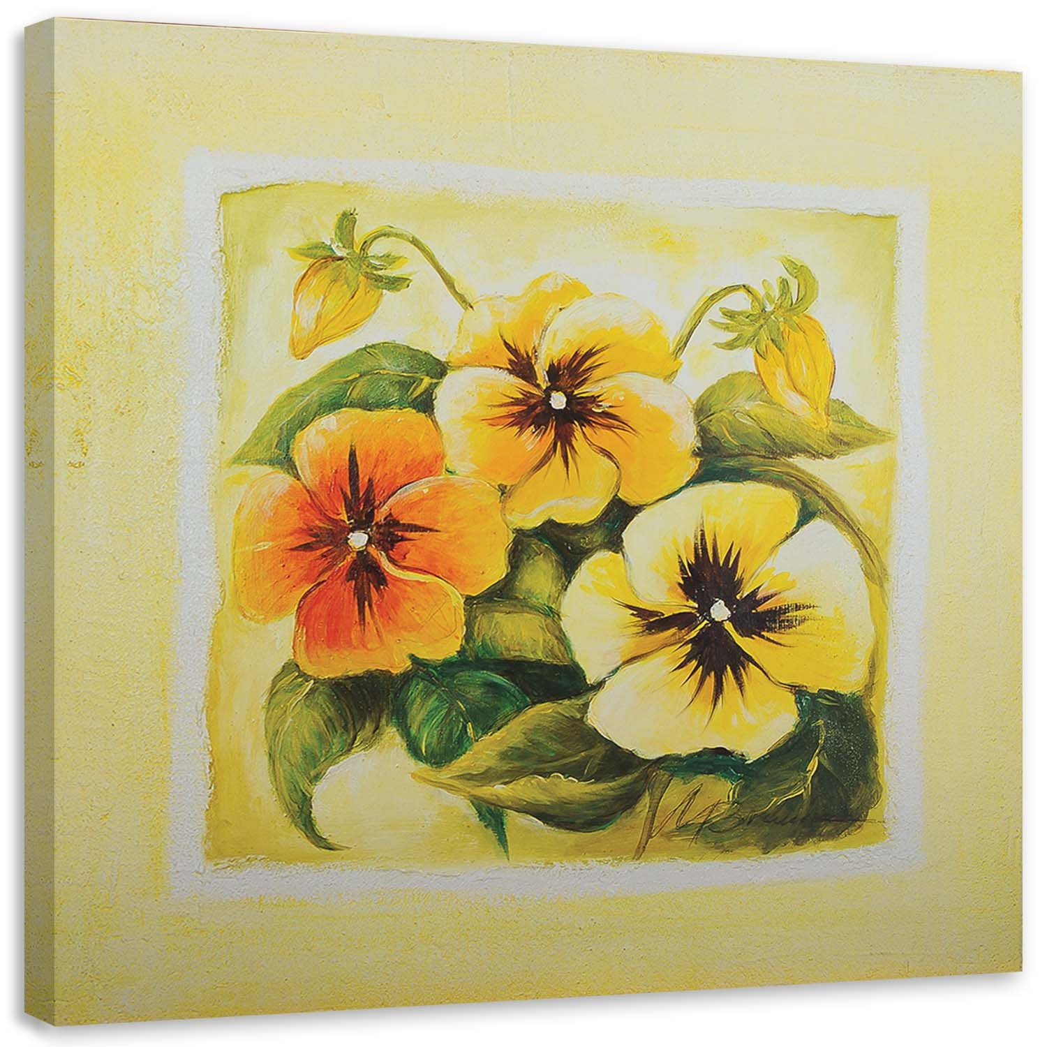 Feeby Obraz Trzy żółte bratki 30x30
