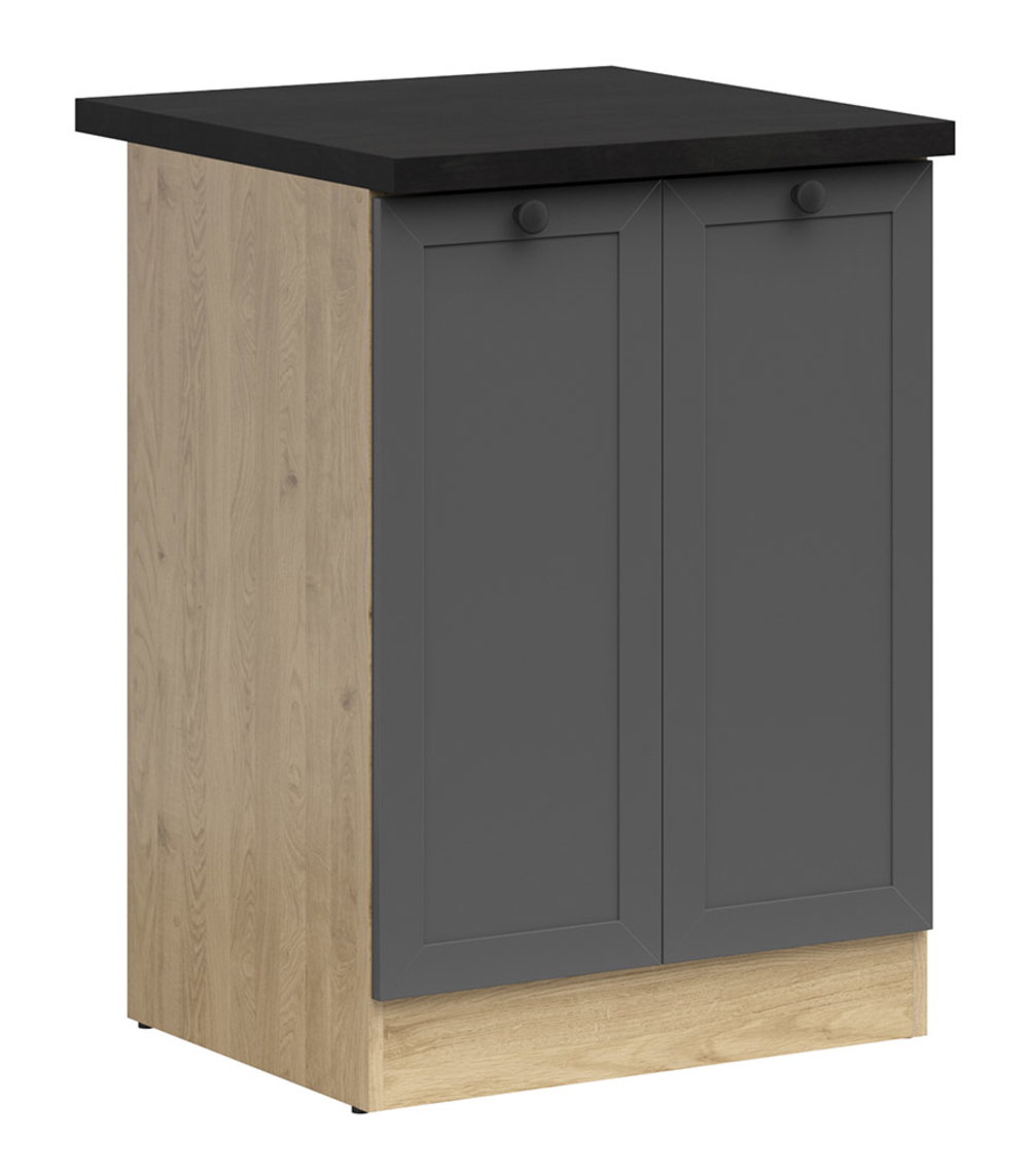Szafka kuchenna dolna Junona Line 60 cm dwudrzwiowa grafitowa z blatem