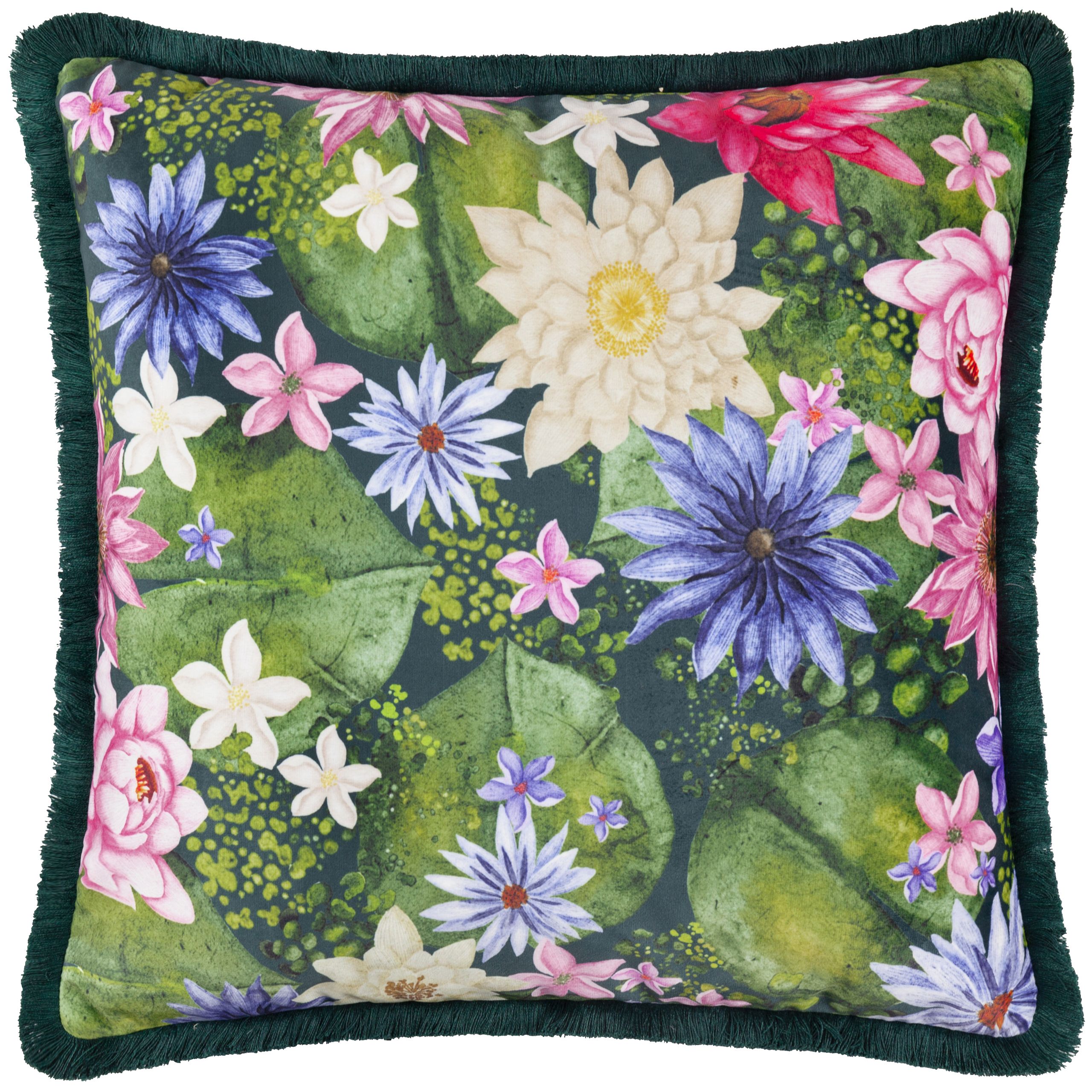 Paoletti Marjoelle Flowers Printed Velvet Cushion