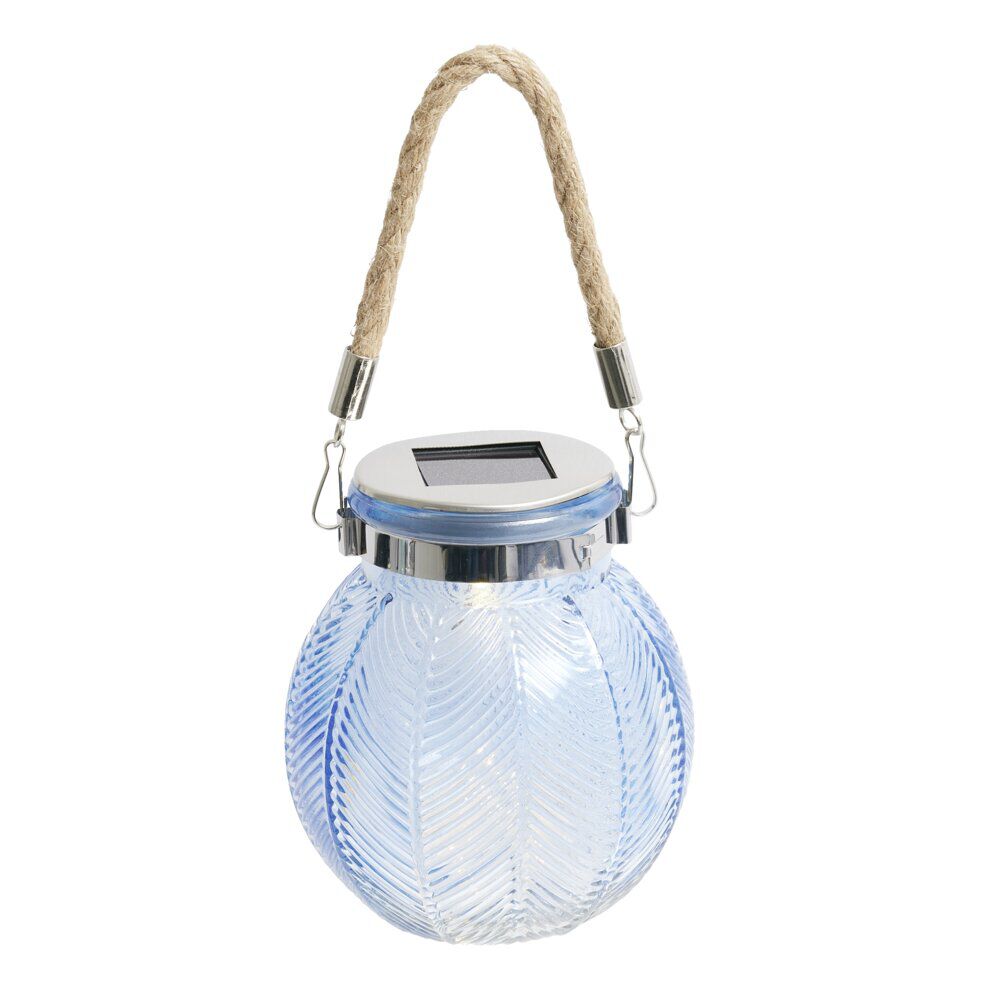 Lampe solaire à poser ou suspendre en verre et jute Ø11xH12,5cm (2 modèles)